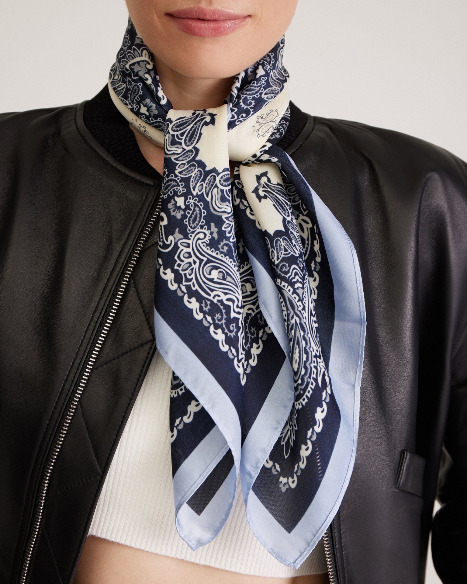 Satin printed scarf