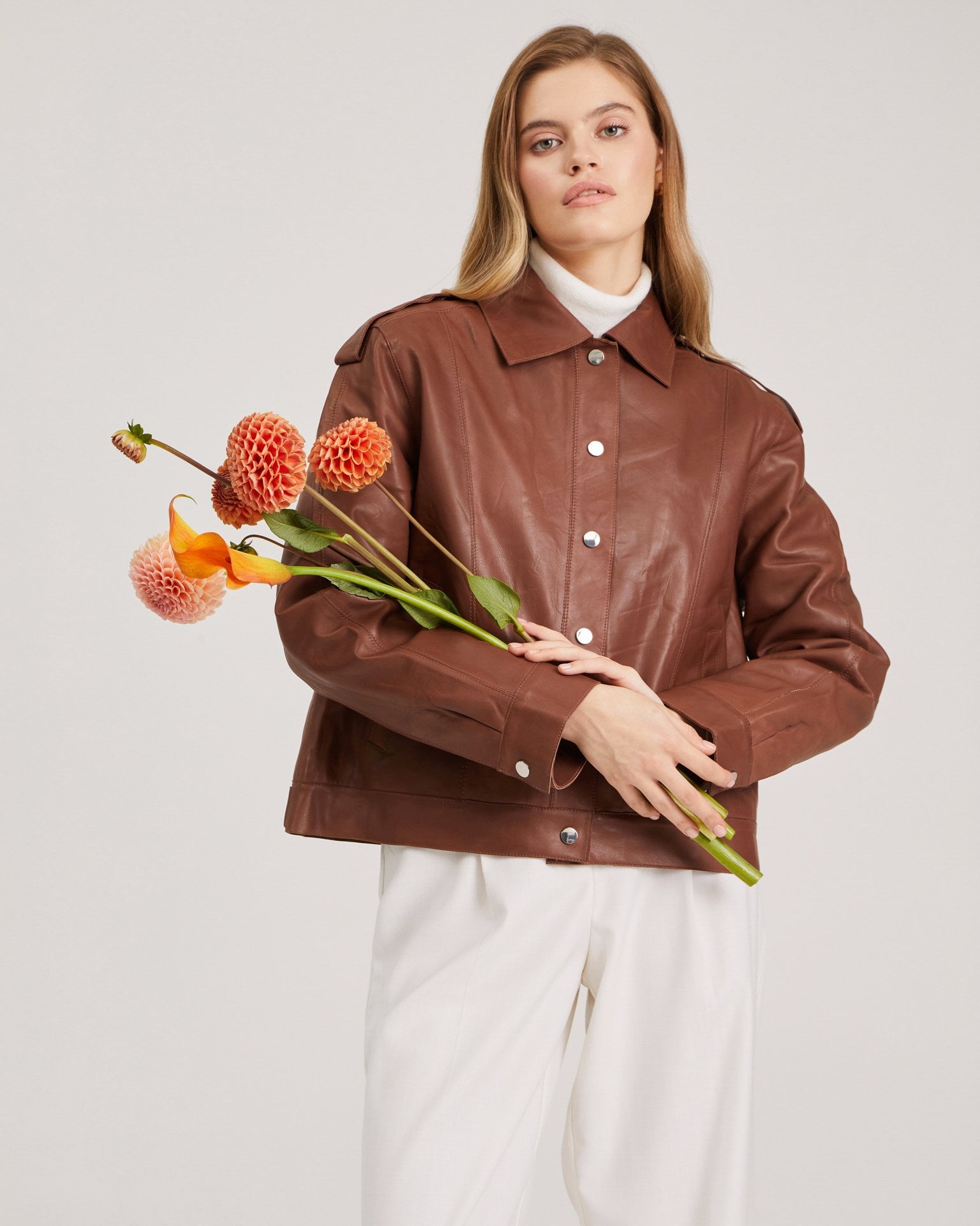 Aviator jacket in genuine leather