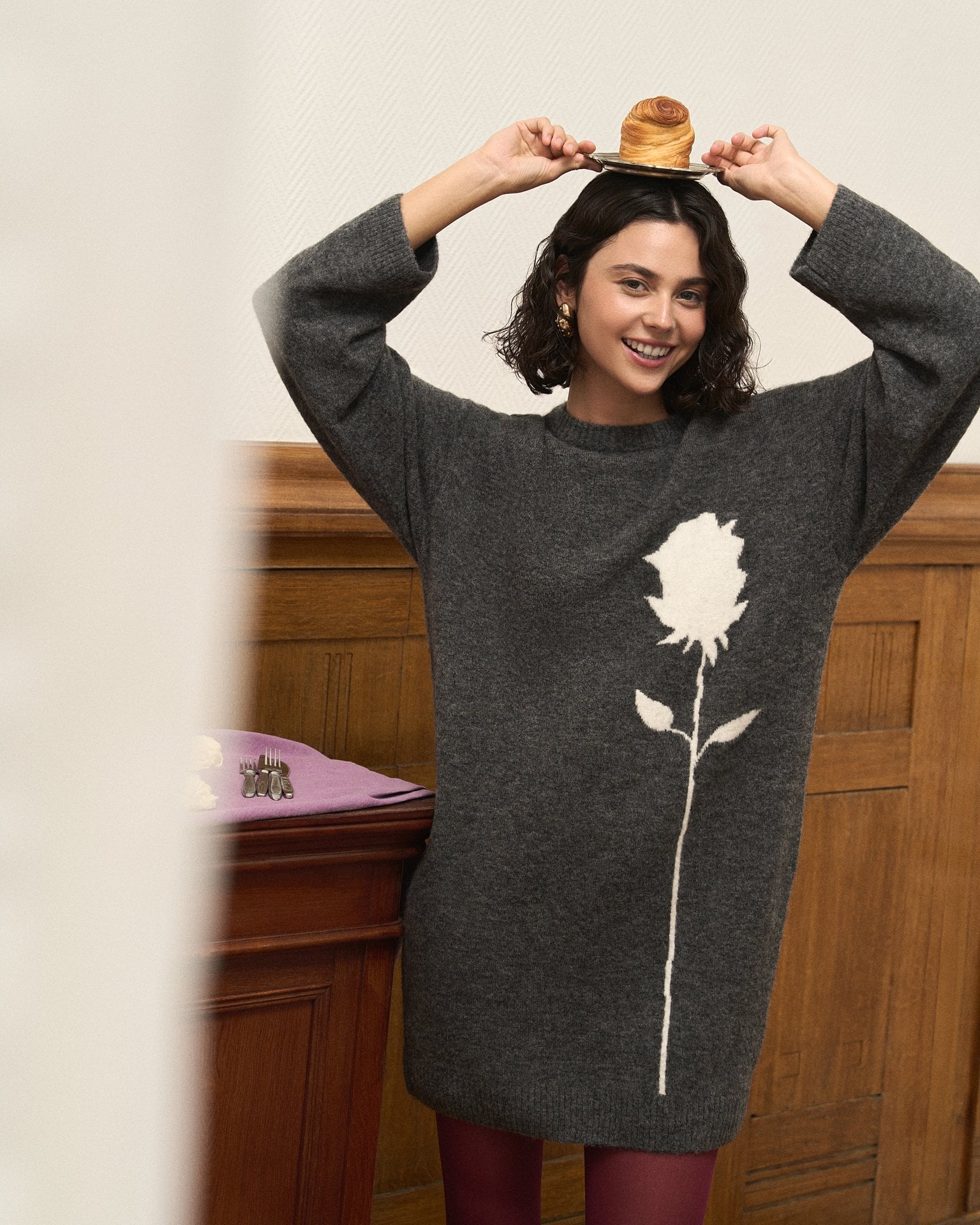Loose-fit wool dress