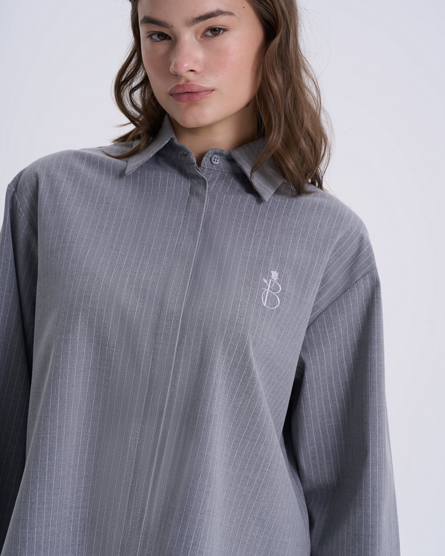 Grey striped shirt