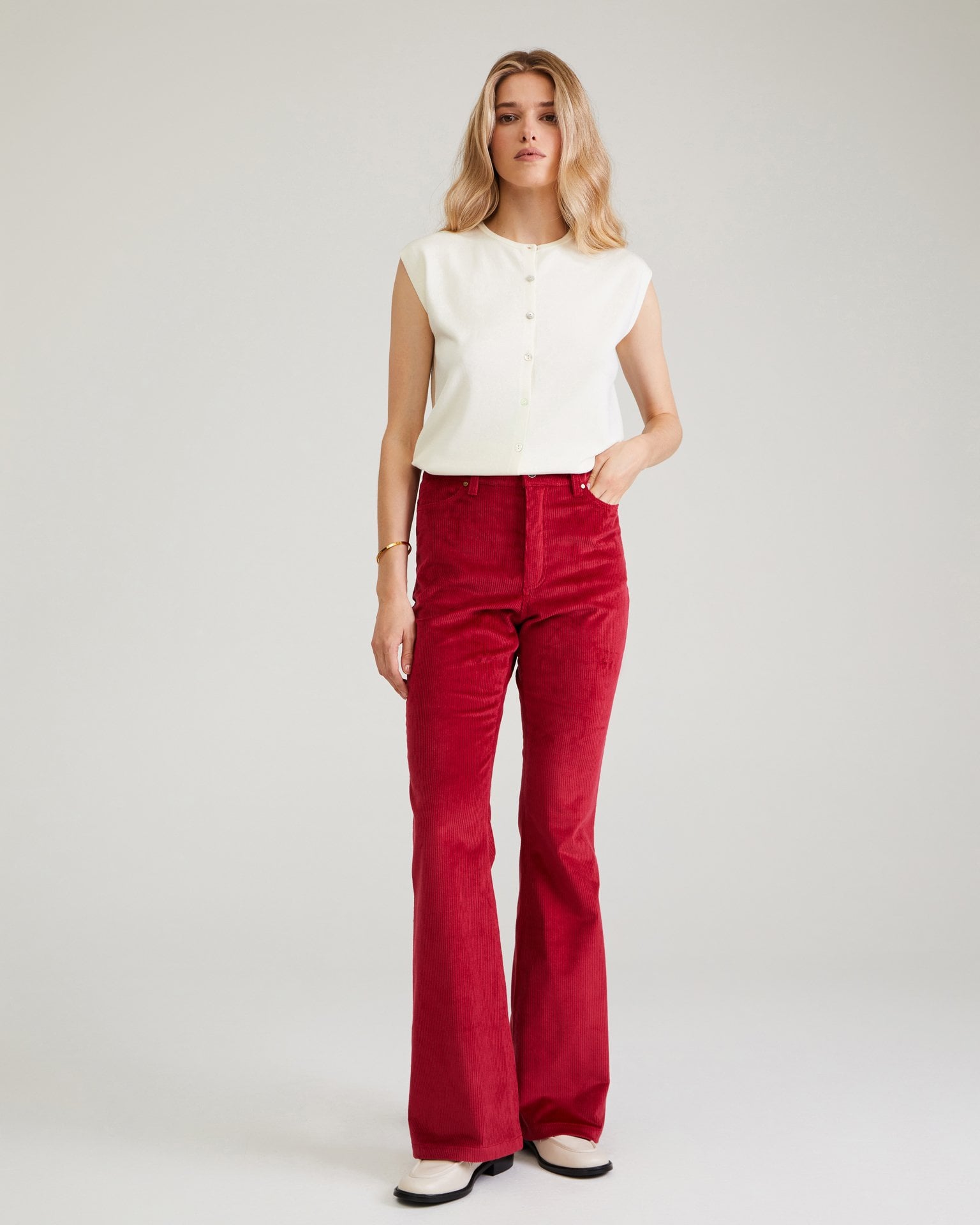 Corduroy flare trousers