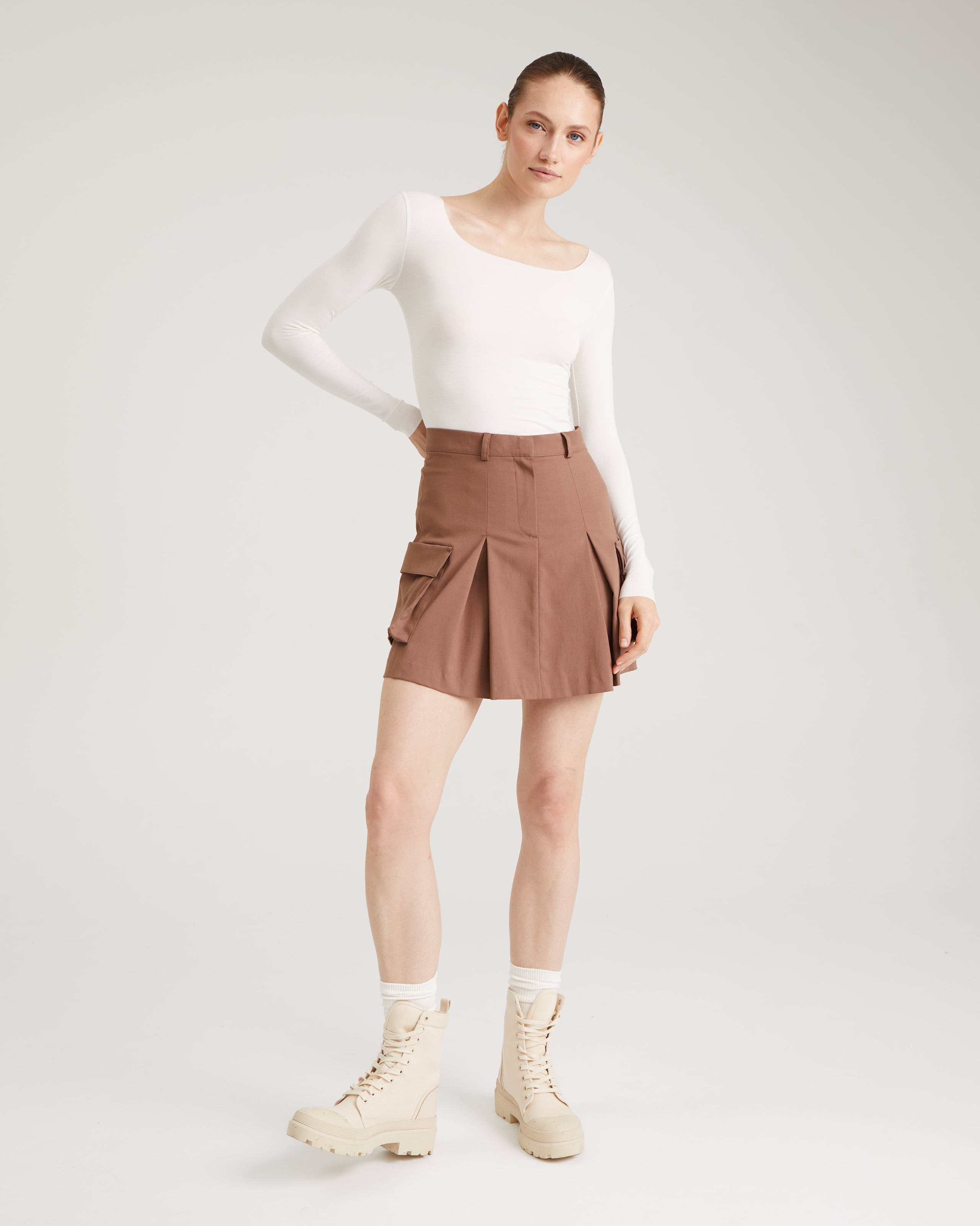 Skirt with patch pockets