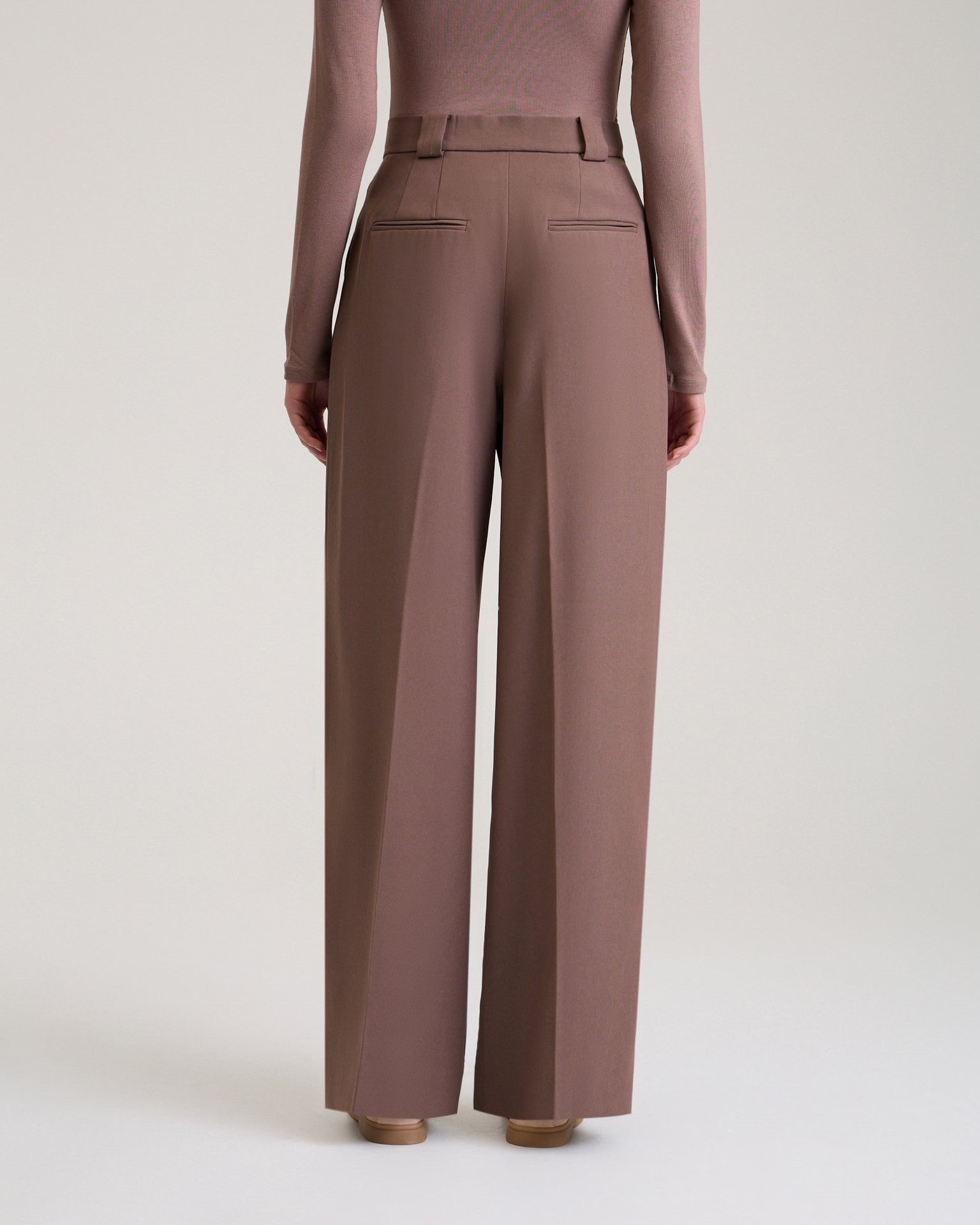 Trousers with decorative pocket in chocolate brown