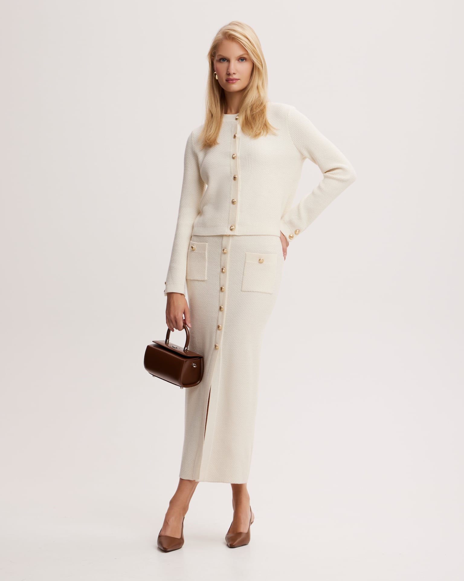 Cream merino wool cardigan