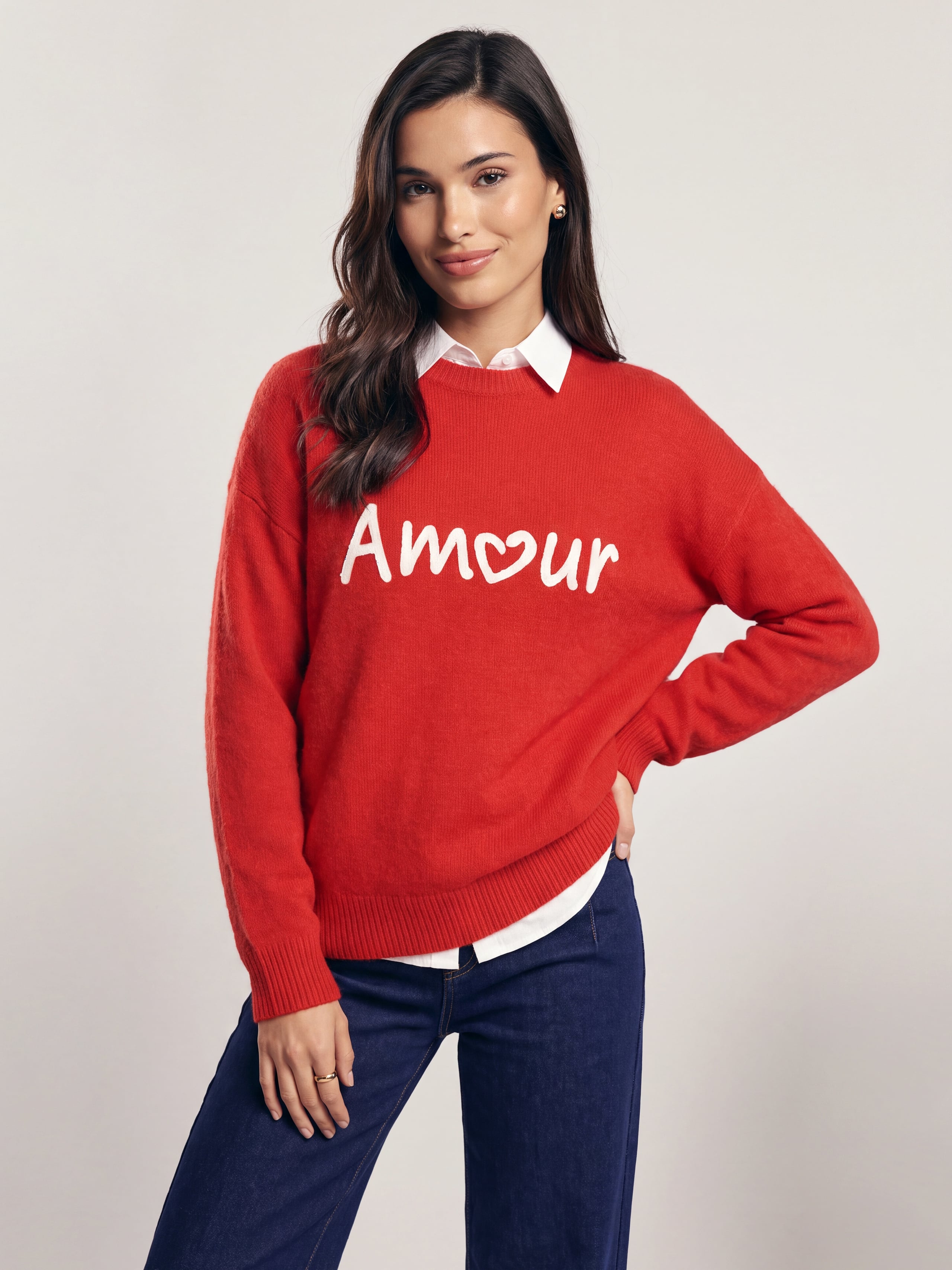 Jumper with velvet applique Amour
