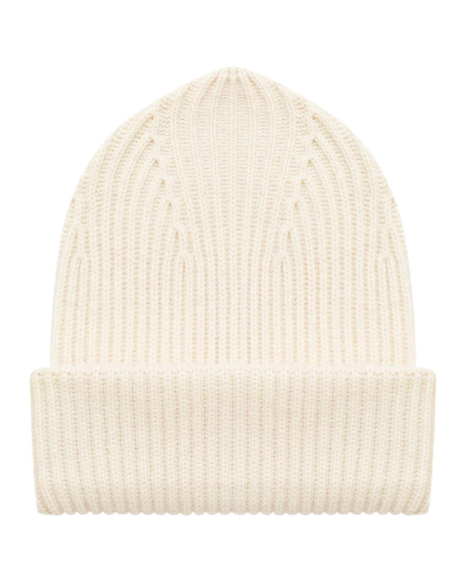 Ribbed Milk-Coloured Wool Beanie