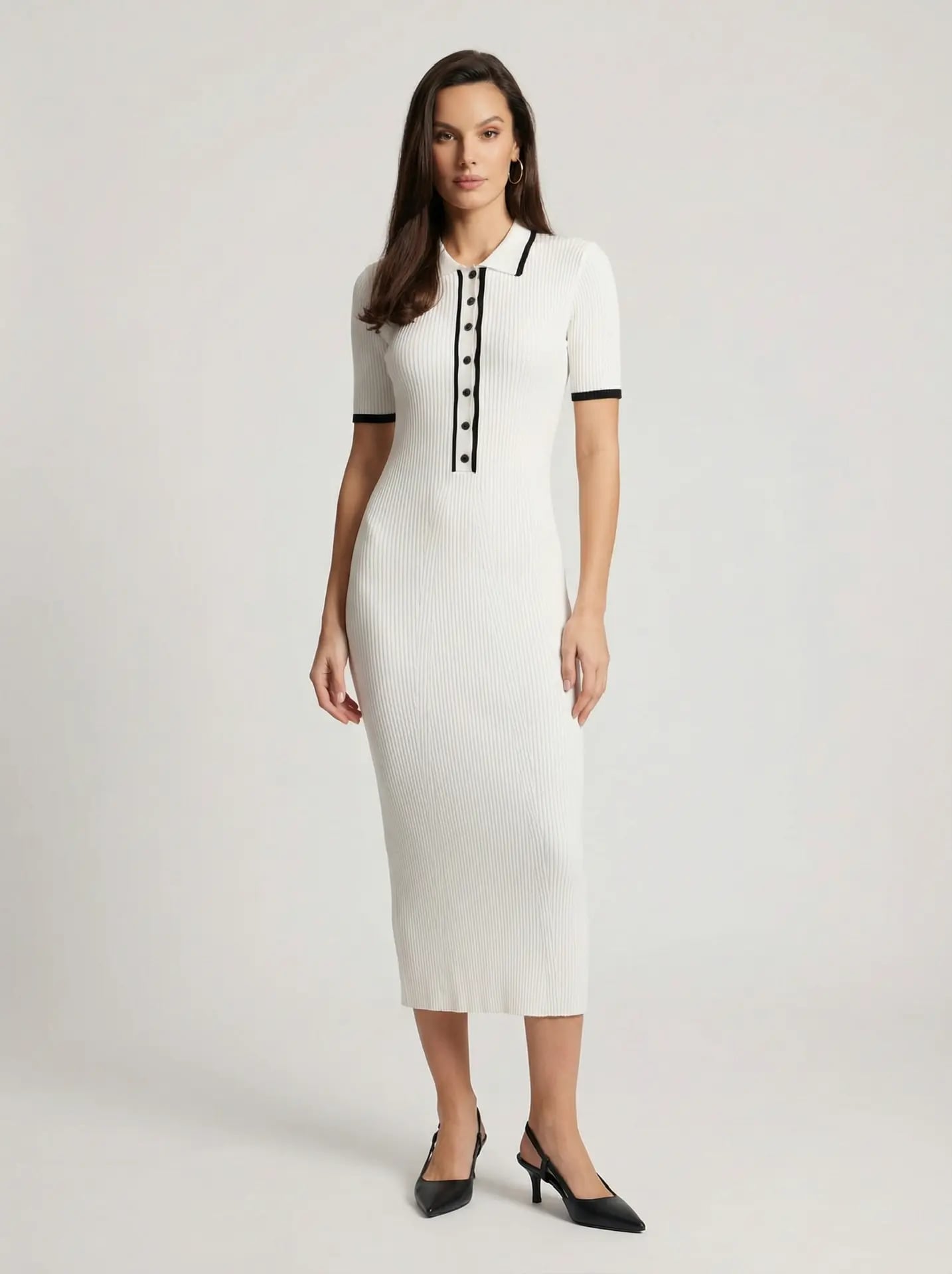 White knit midi dress