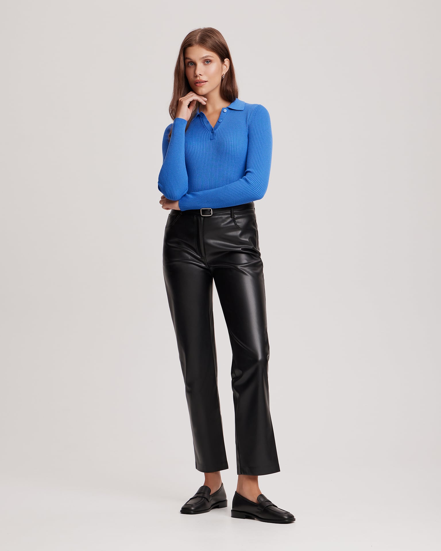 Blue polo with long sleeves