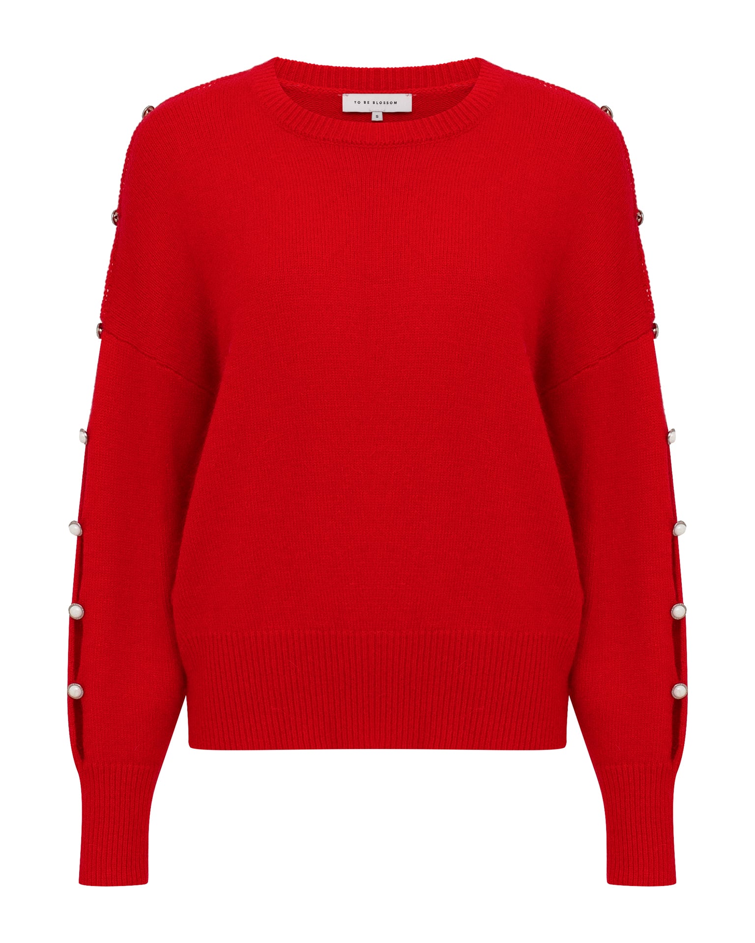 Jumper with accent buttoned sleeves