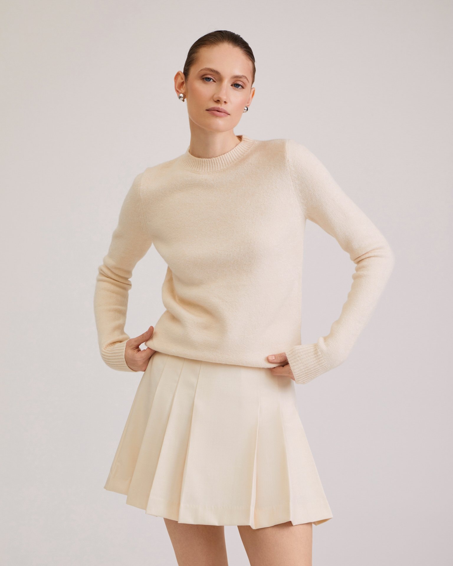 Straight-cut jumper, Beige