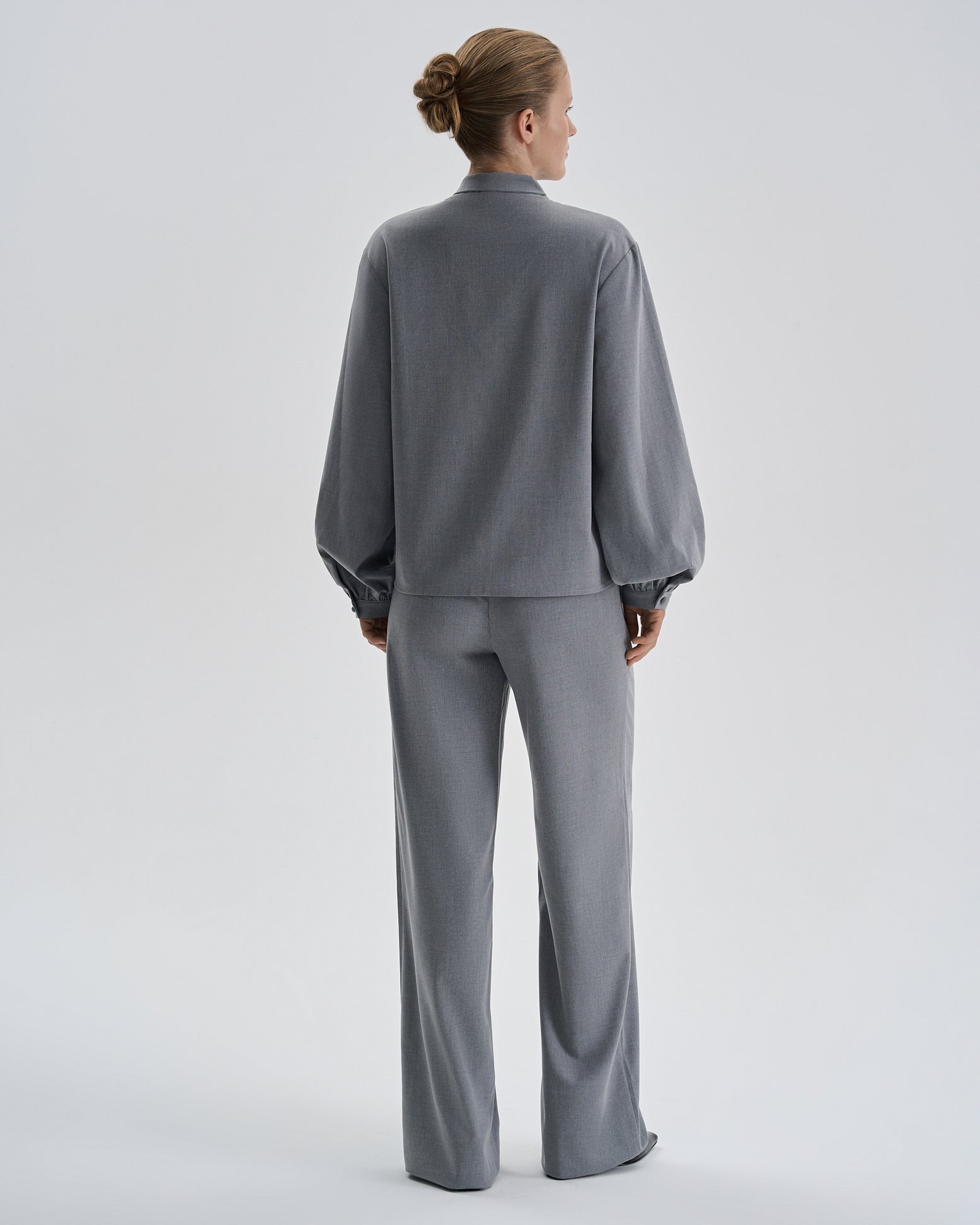 Blouse with a tie-neck detail, Grey — photo 5