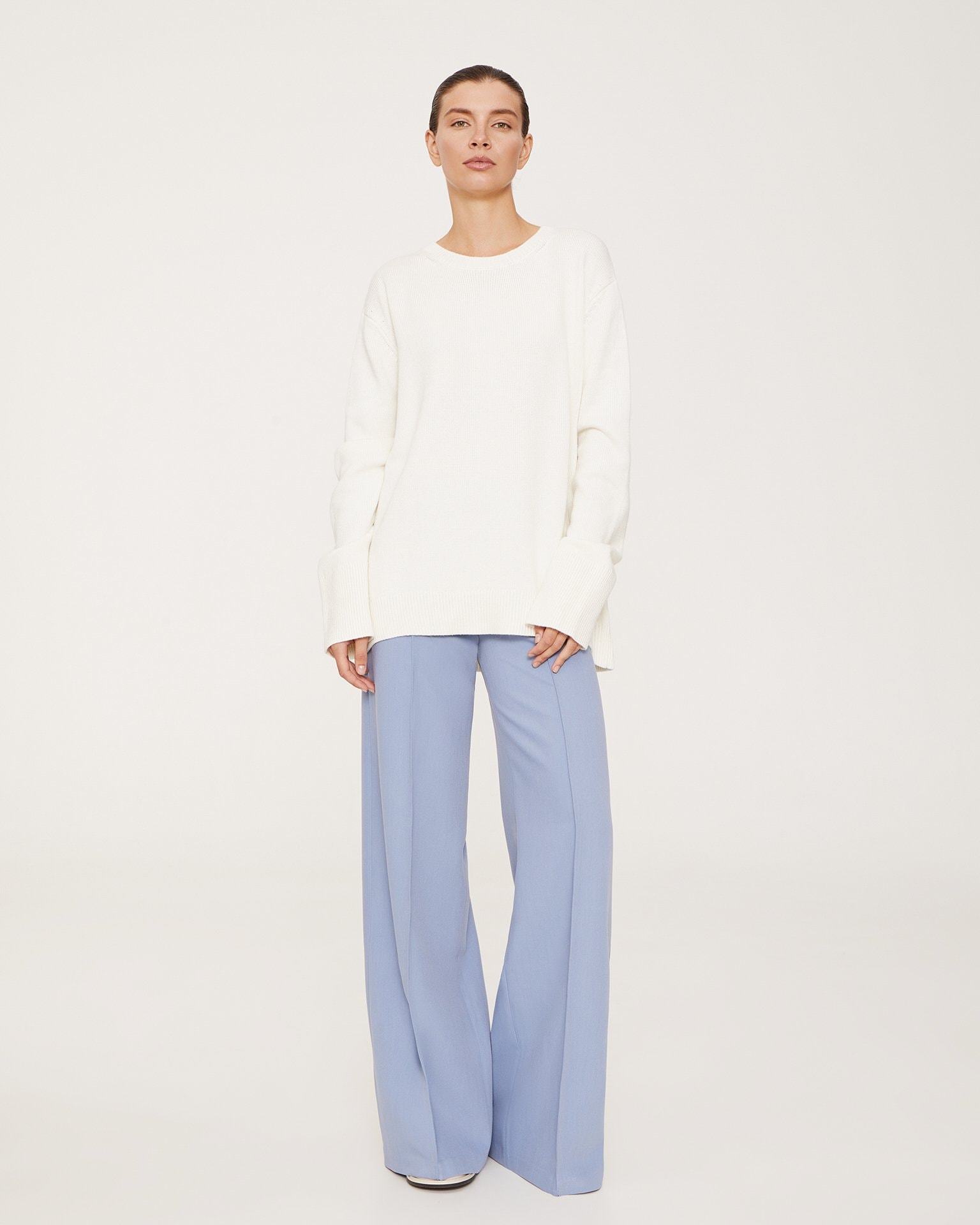 Viscose Palazzo Trousers, Blue