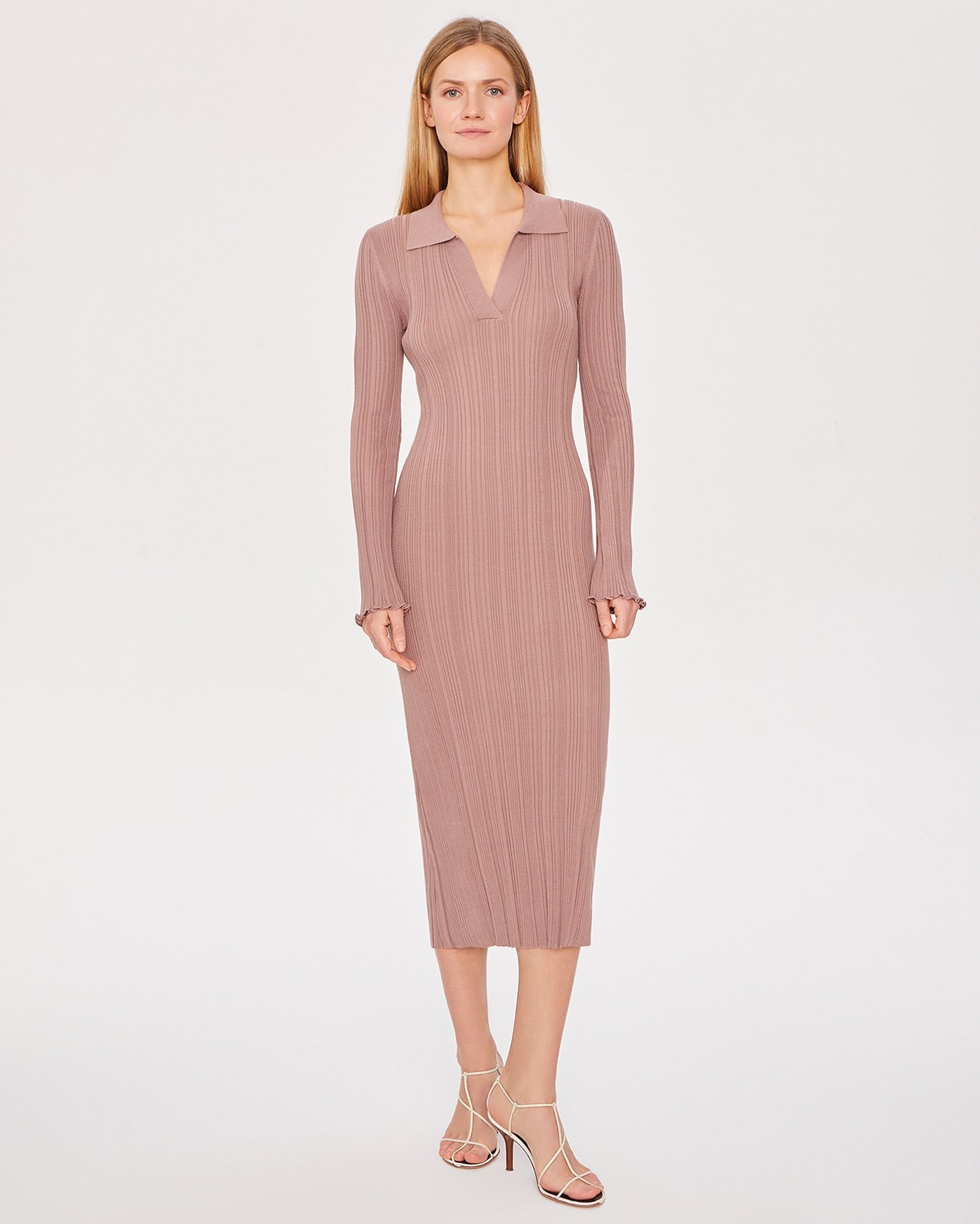 Straight-cut midi dress, Brown