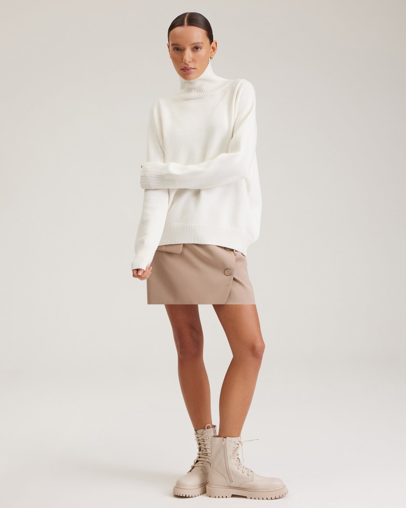 High-neck jumper in white, White — photo 6