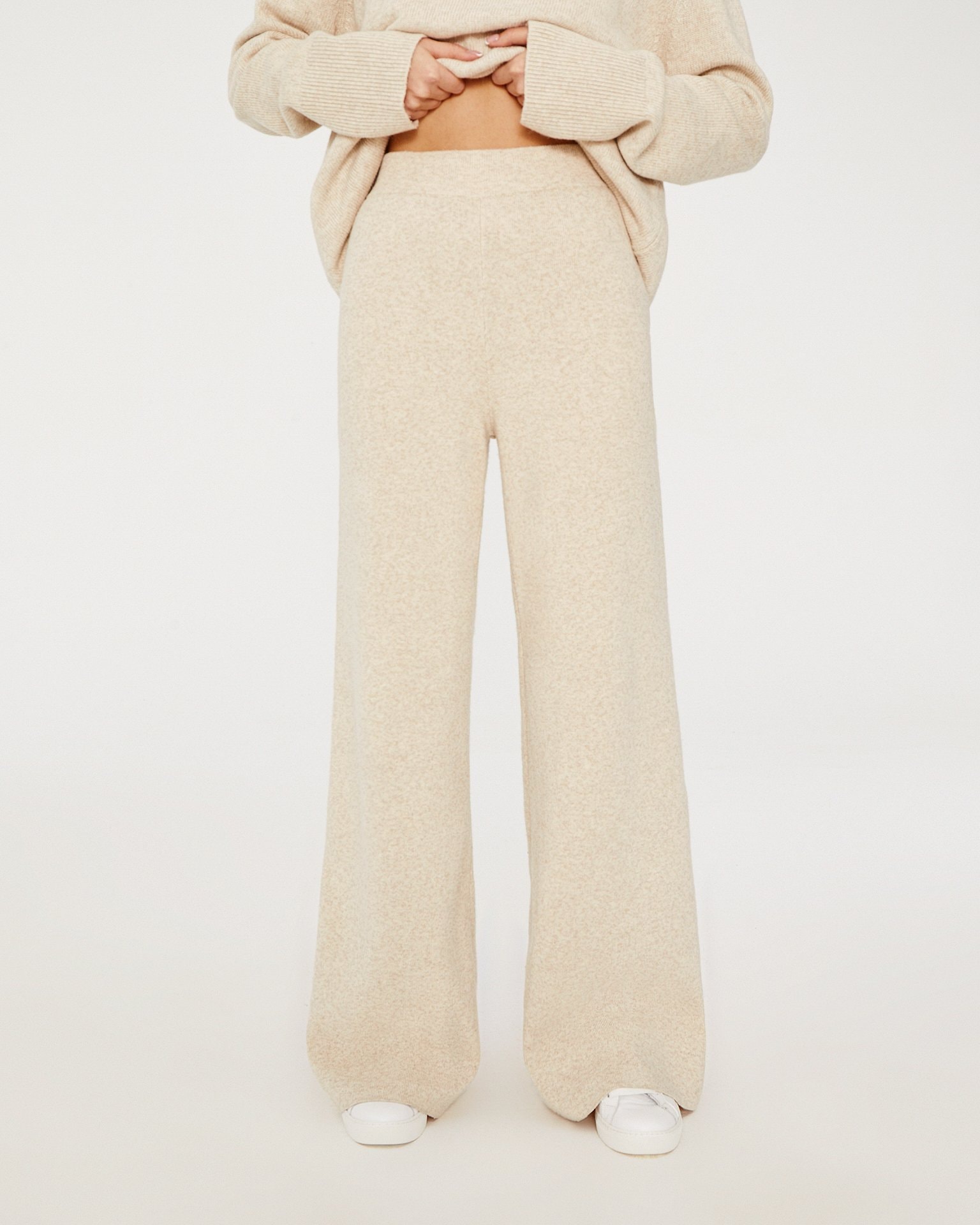 Beige knit trousers, Beige — photo 5