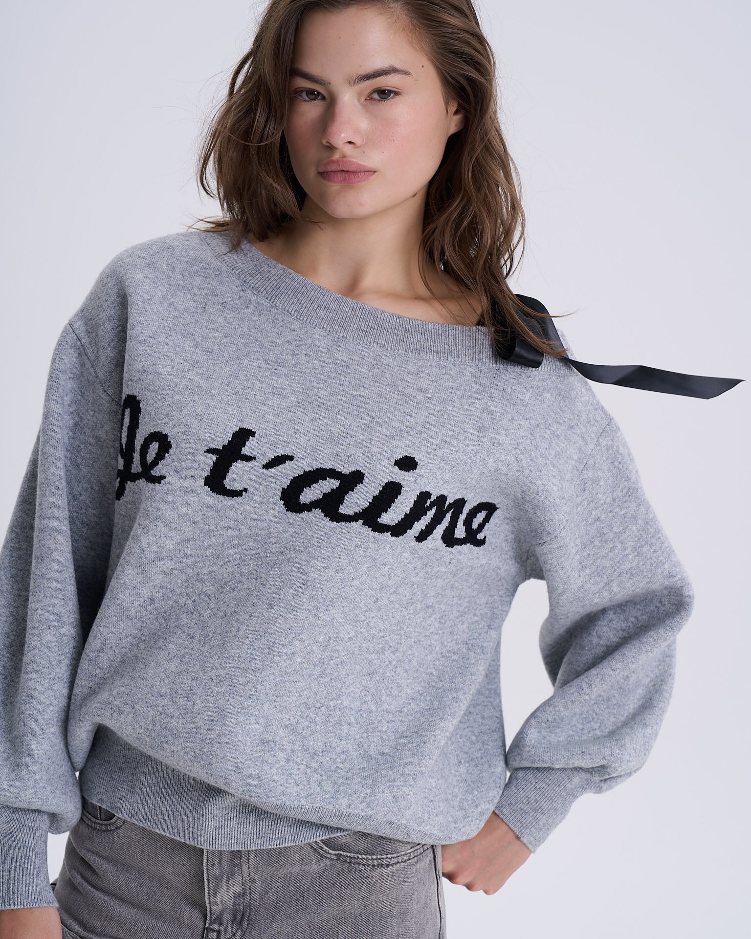 Jumper with Voluminous Sleeves, Grey