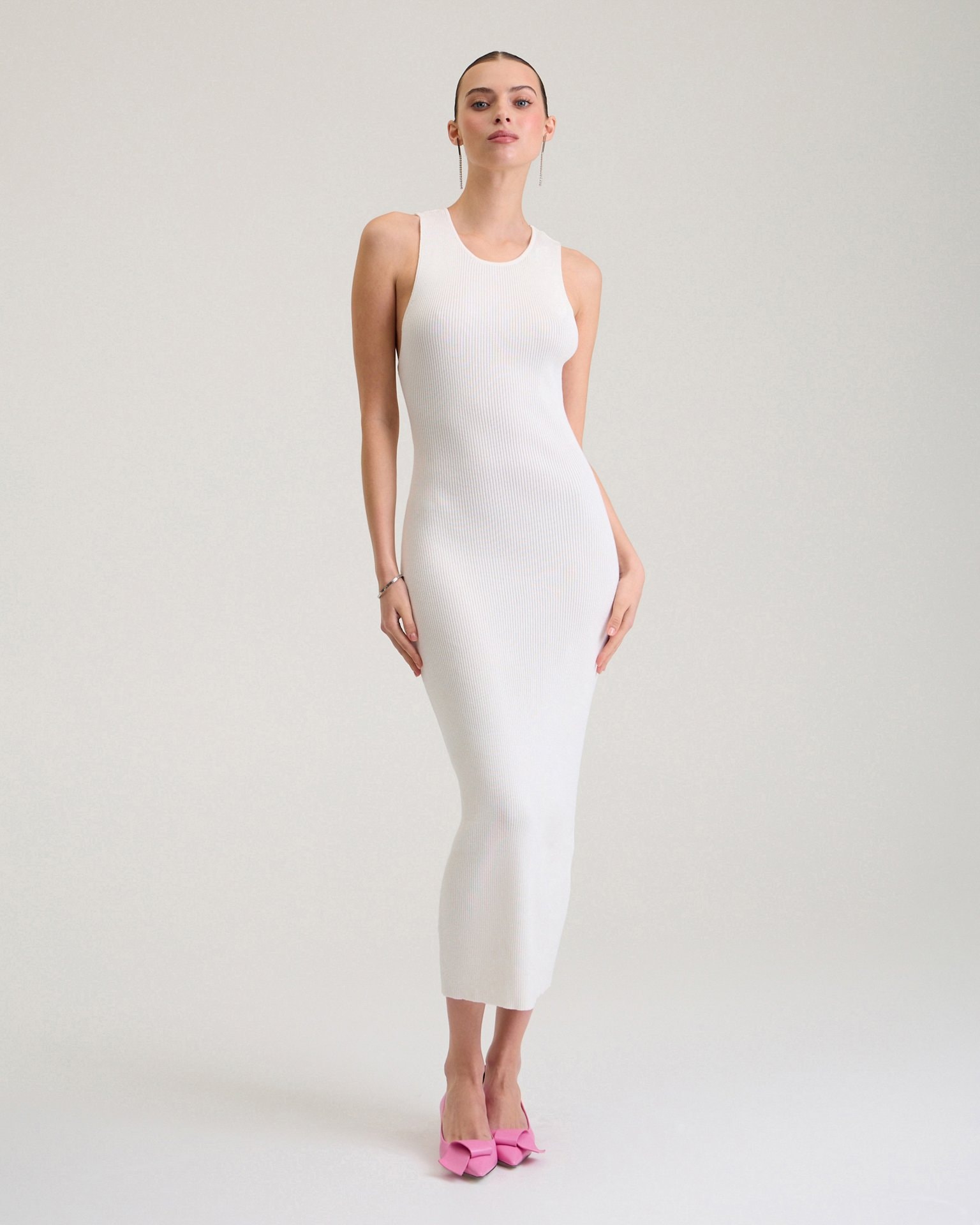 White dress with an open back, White — photo 2