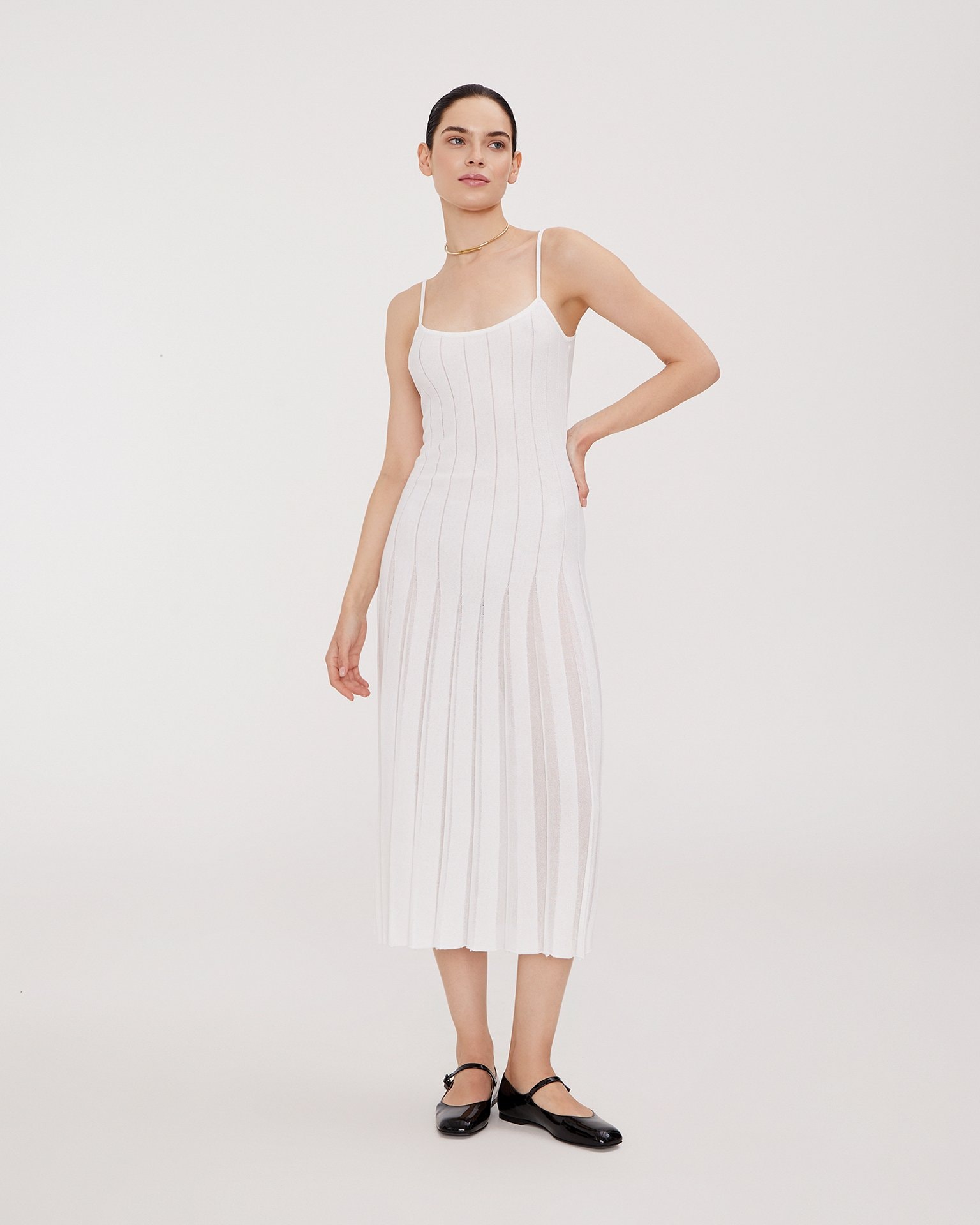 Spaghetti strap dress, White