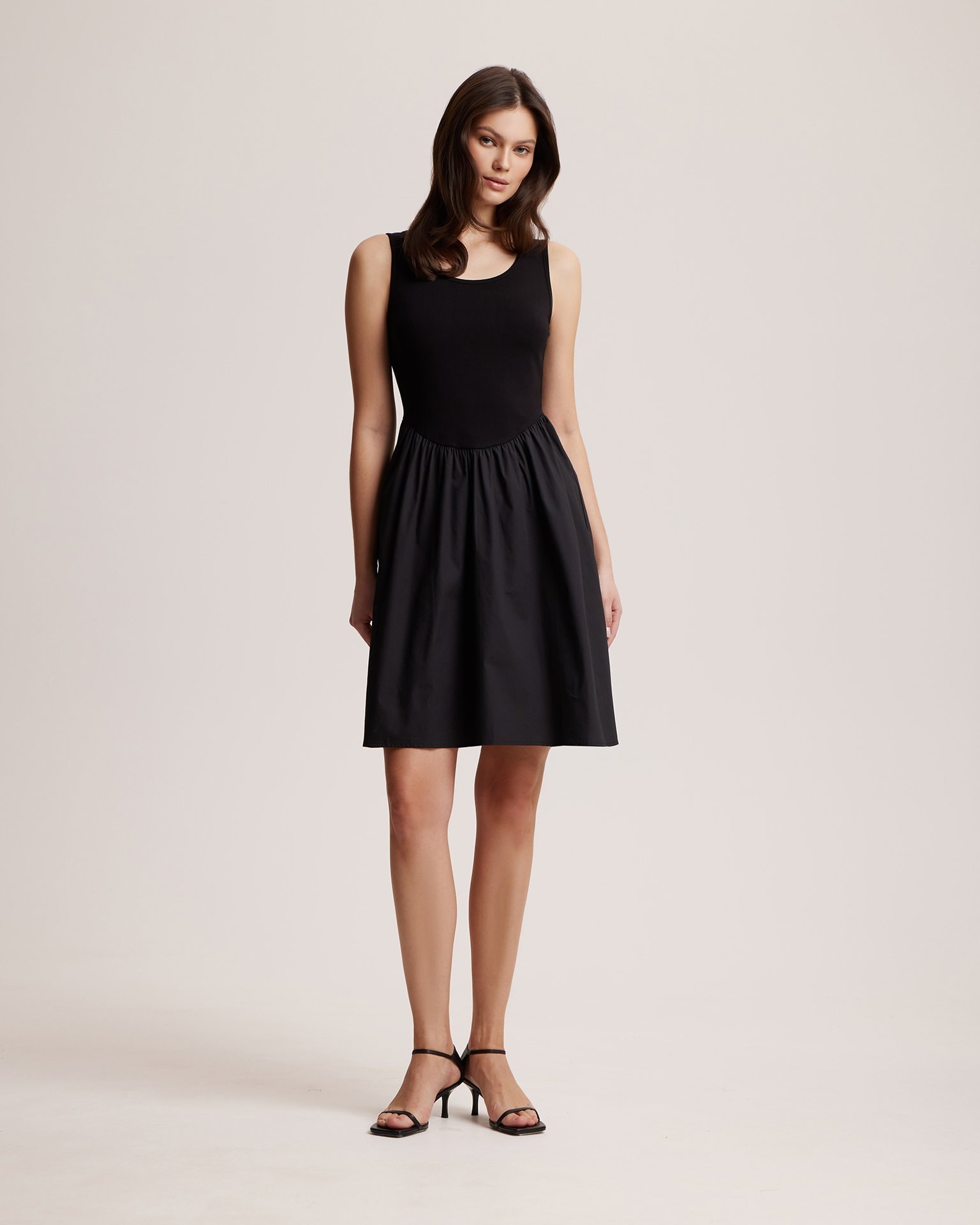 Black Pinafore Dress, Black — photo 2