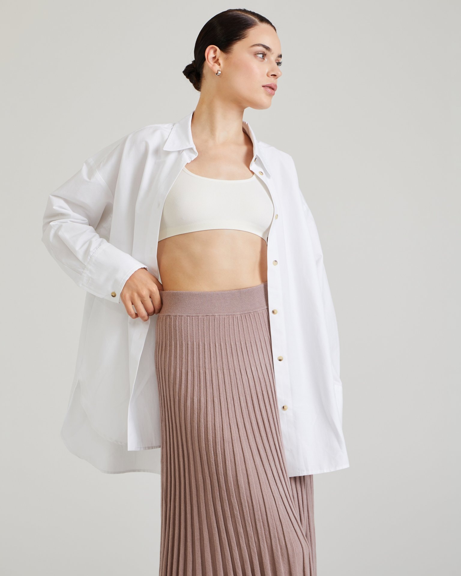Powder pink pleated midi skirt, Powder Pink — photo 2