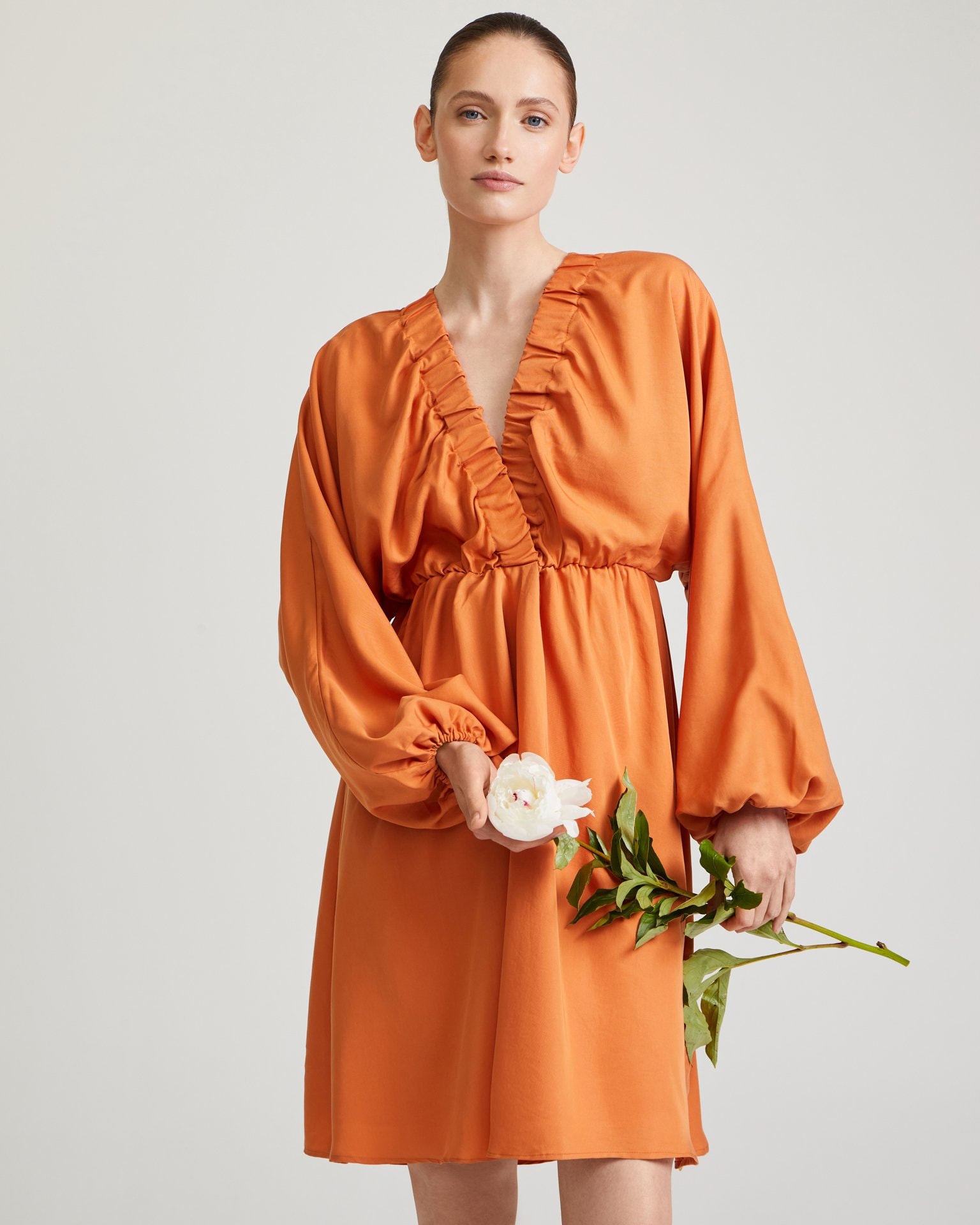 Dress with original cut, Terracotta