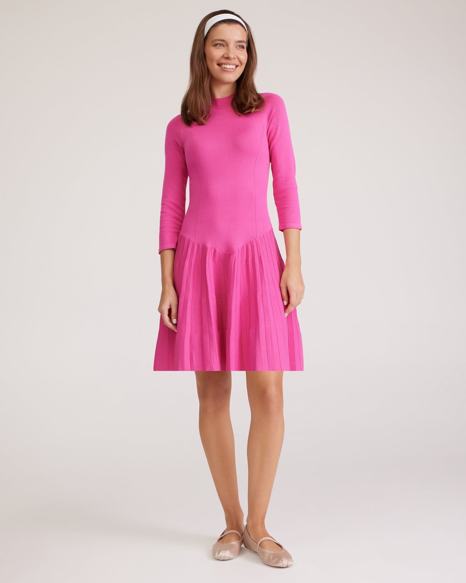Pleated Dress, Fuchsia