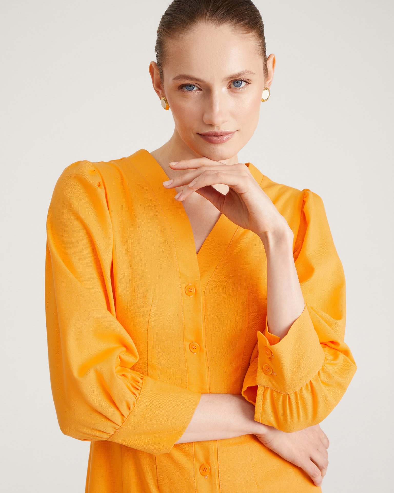 Fitted midi dress, Orange — photo 5