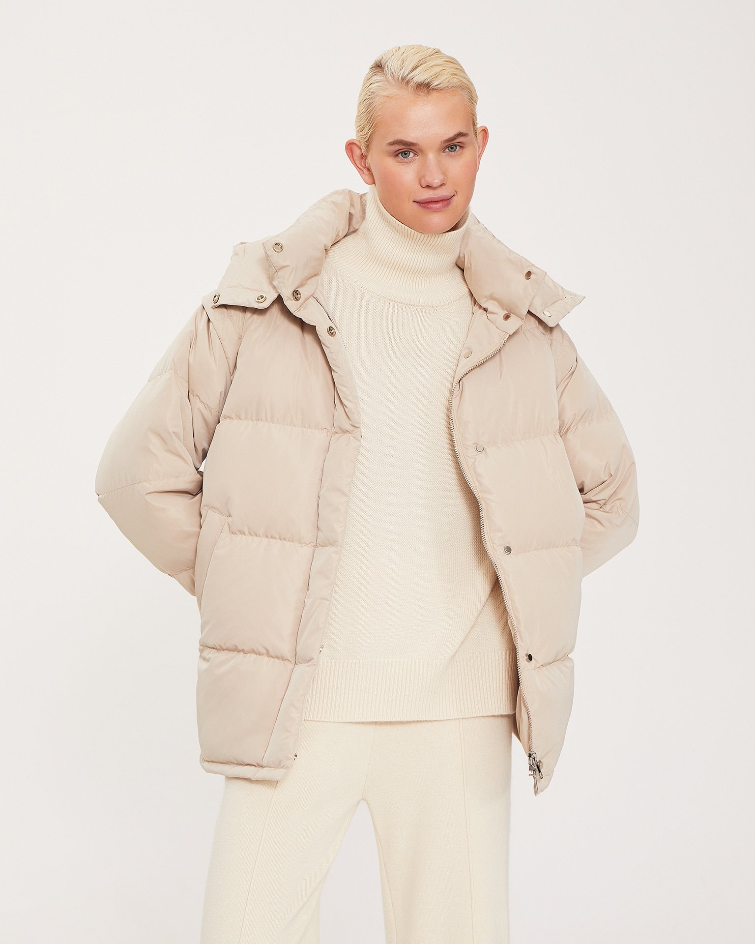 Elongated beige jacket, Beige