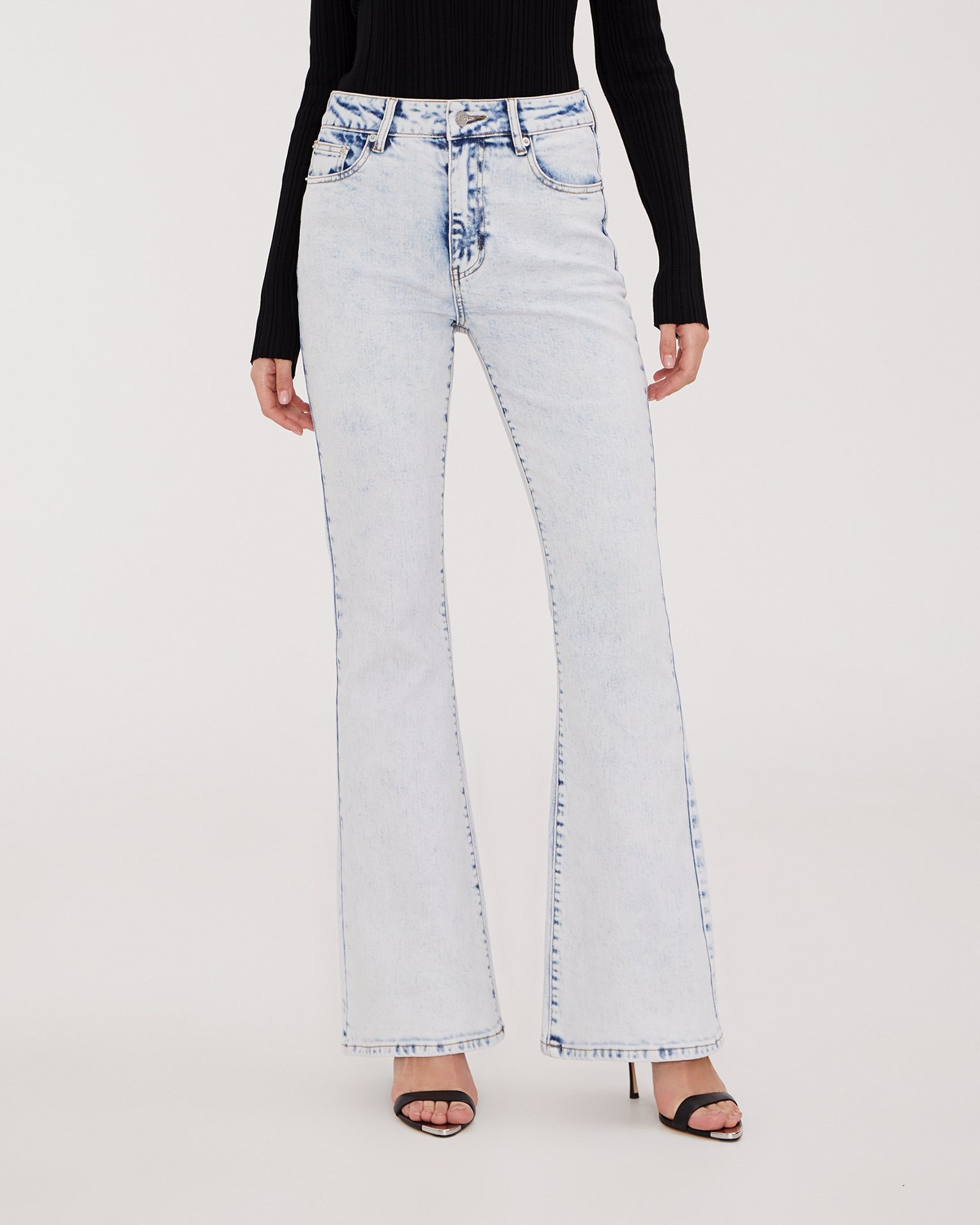Light blue flared jeans, White — photo 2
