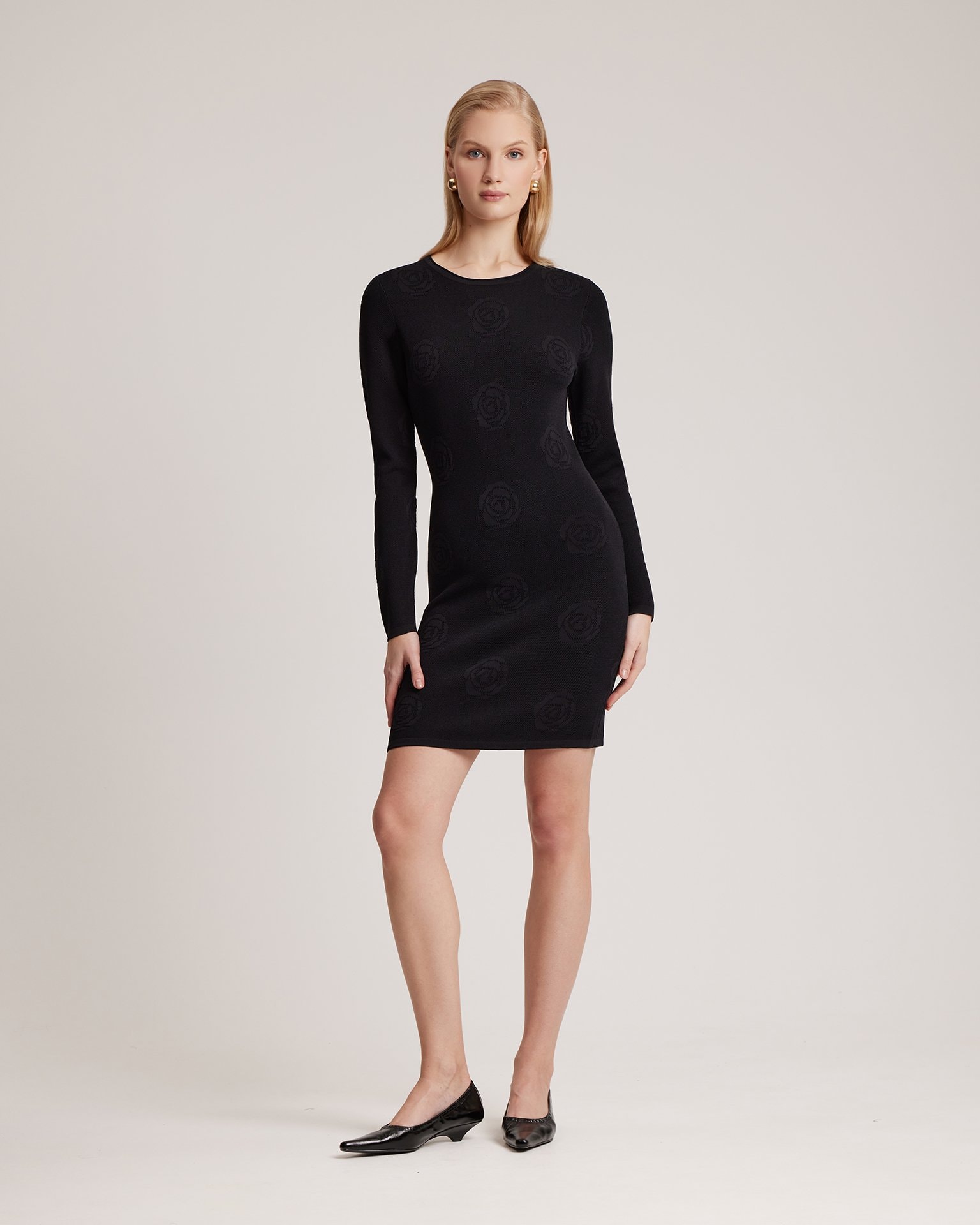 Dress with an original jacquard pattern, Black