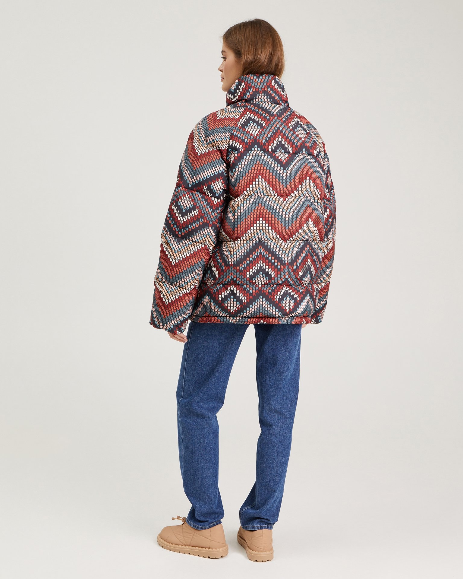 Cropped puffer jacket, Brown. — photo 4