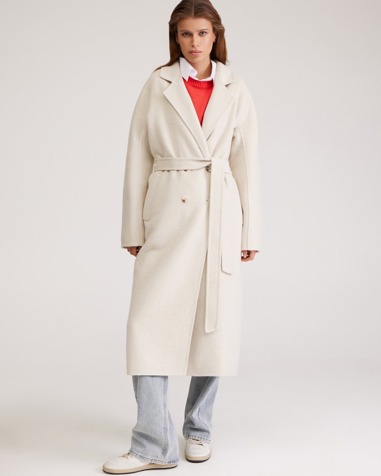 Coat with a raglan sleeve, White — photo 5