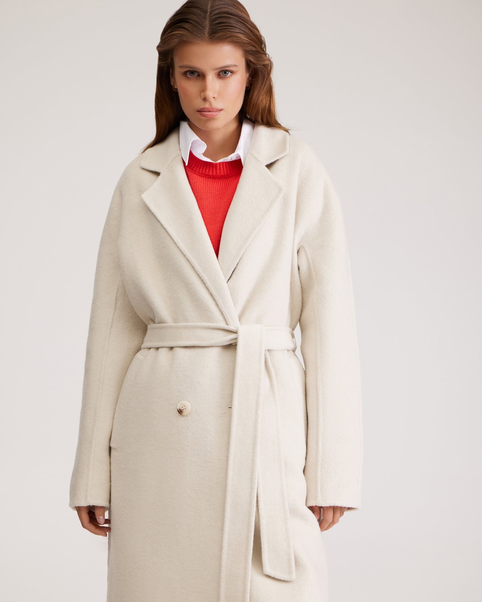 Coat with a raglan sleeve, White — photo 6