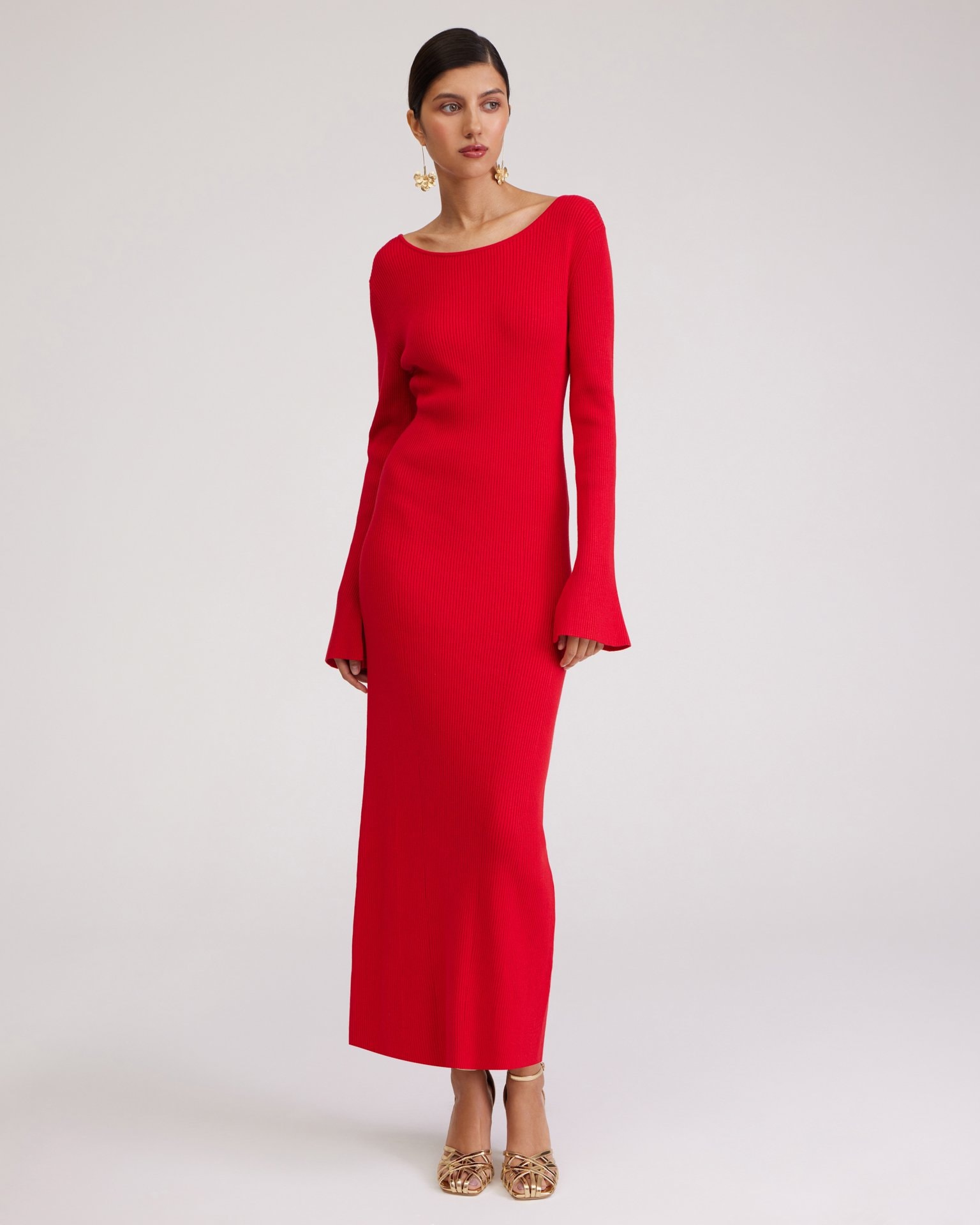 Red dress with an open back, Red — photo 3