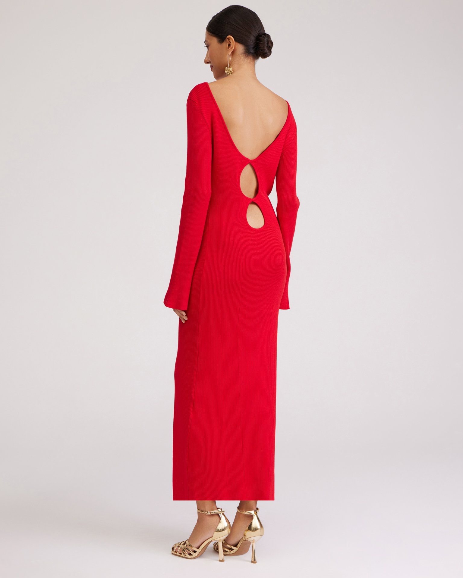 Red dress with an open back, Red