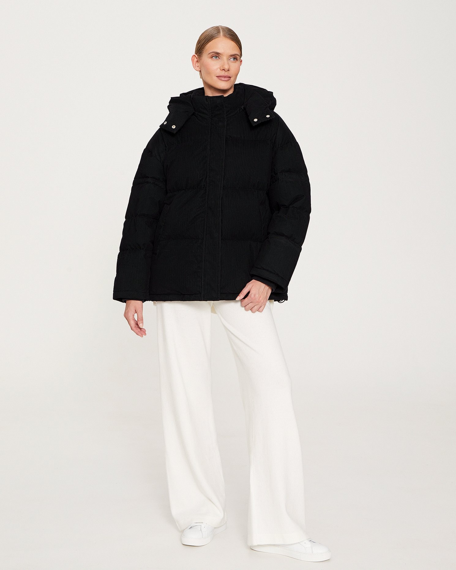 Black quilted jacket, Black — photo 7