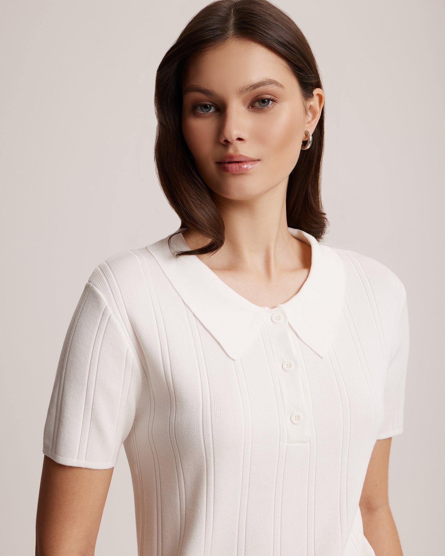 White polo t-shirt, White — photo 6