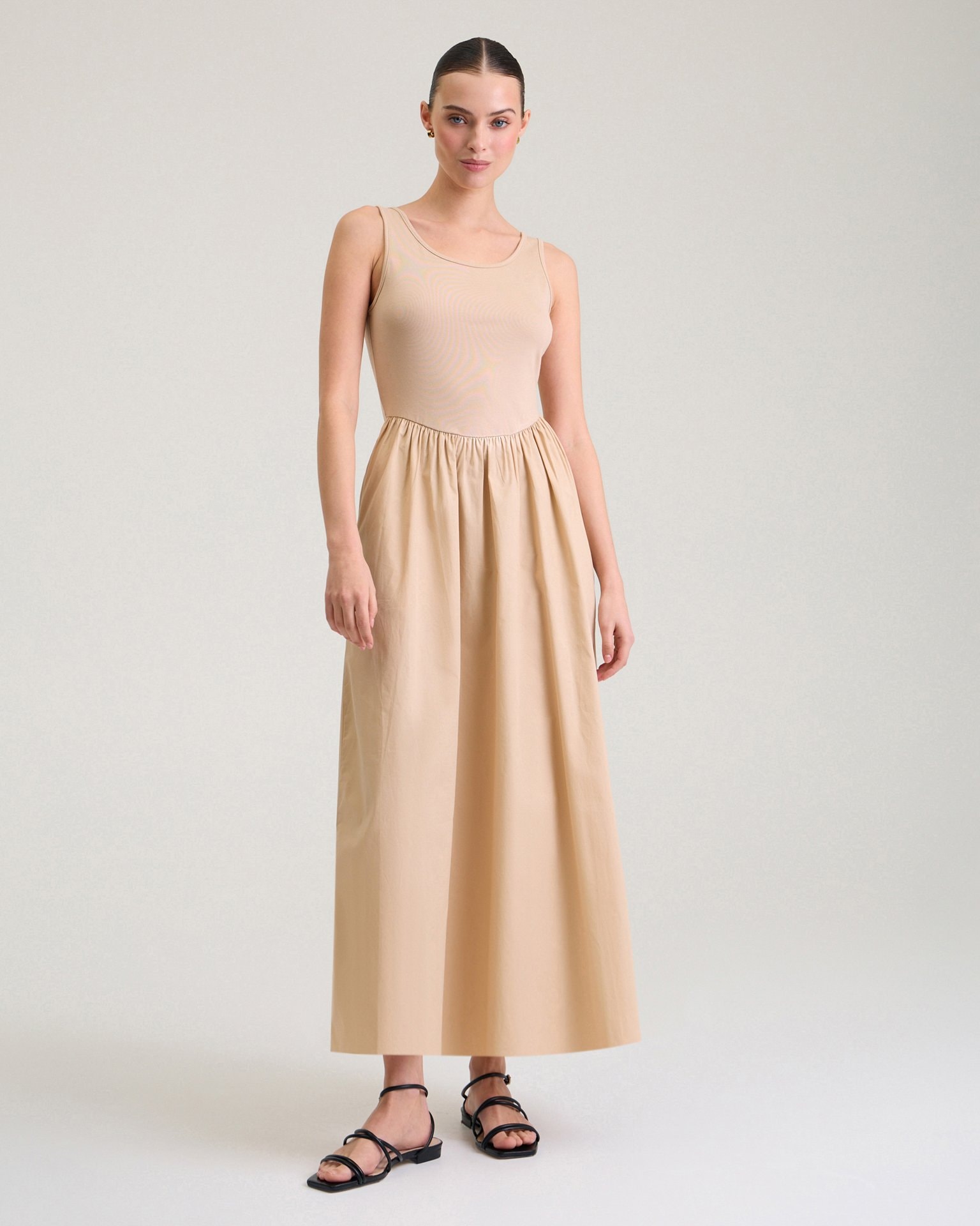 Beige Pinafore Dress, Beige — photo 5