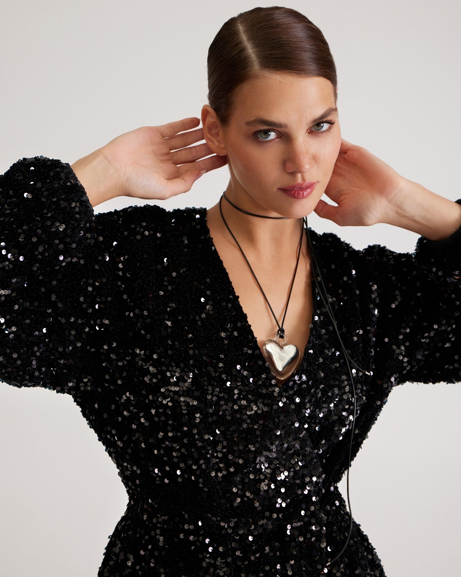 Sequin mini dress, Black — photo 8