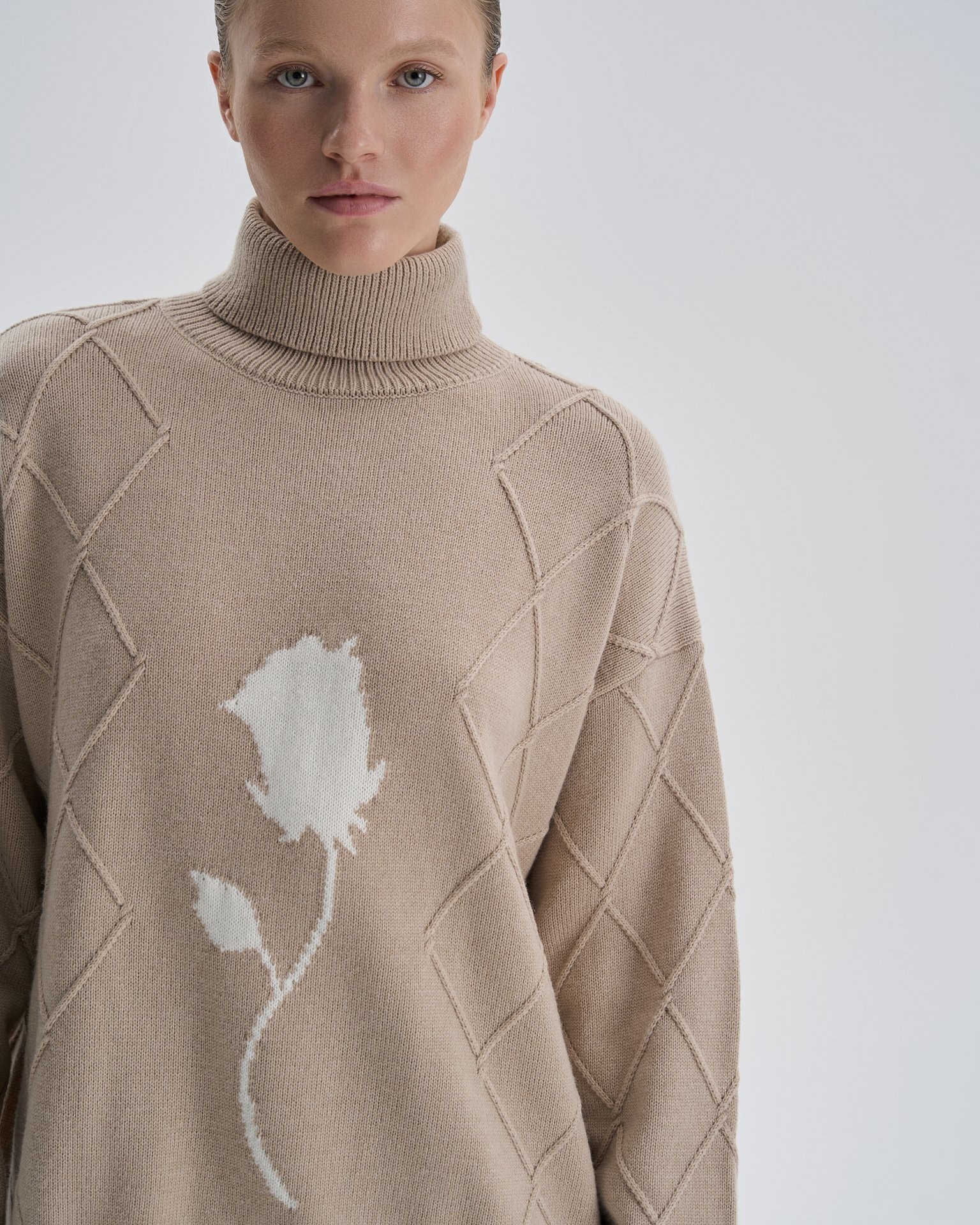 Sweater with voluminous sleeves, Beige — photo 3