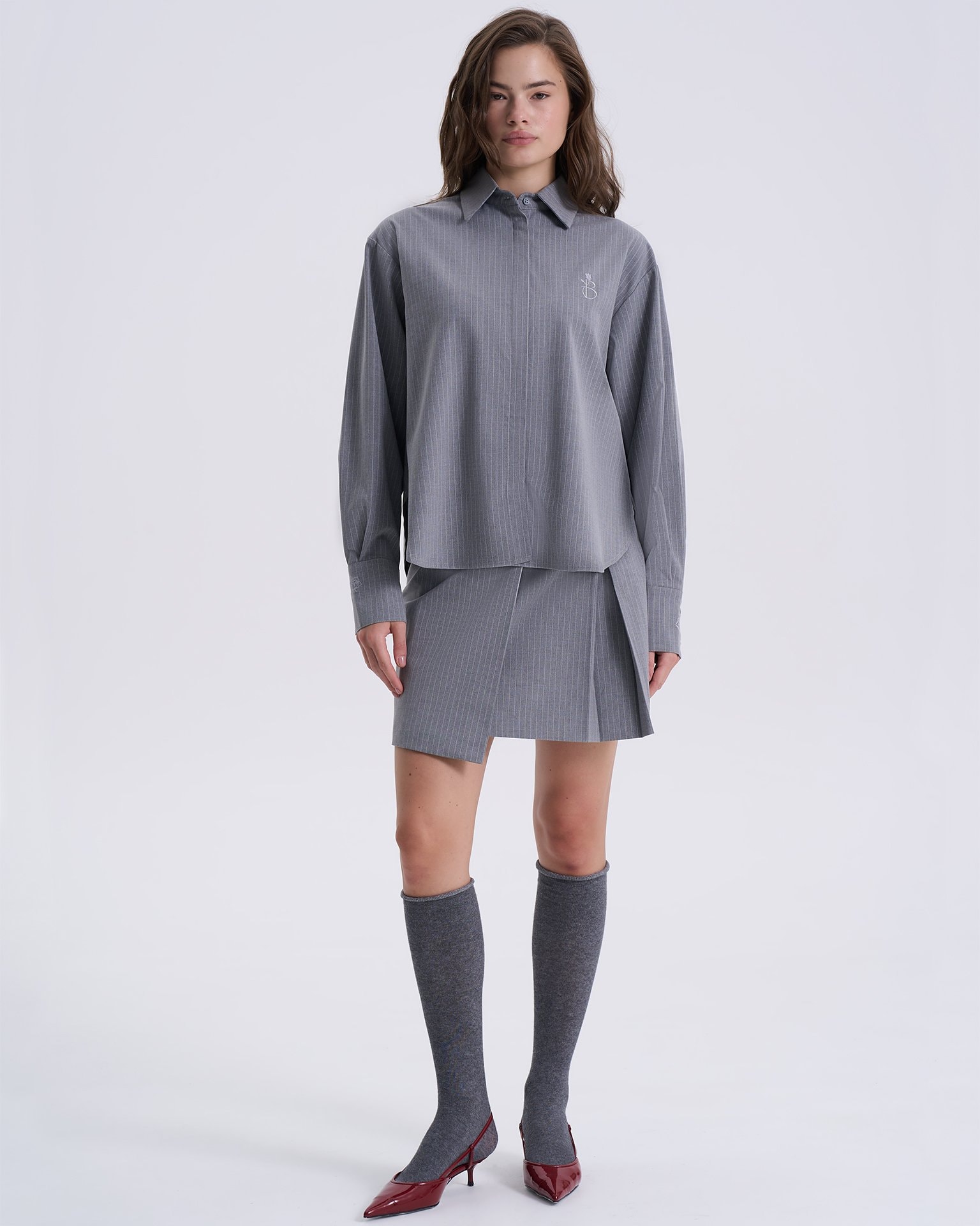 Grey striped shirt, Grey — photo 6