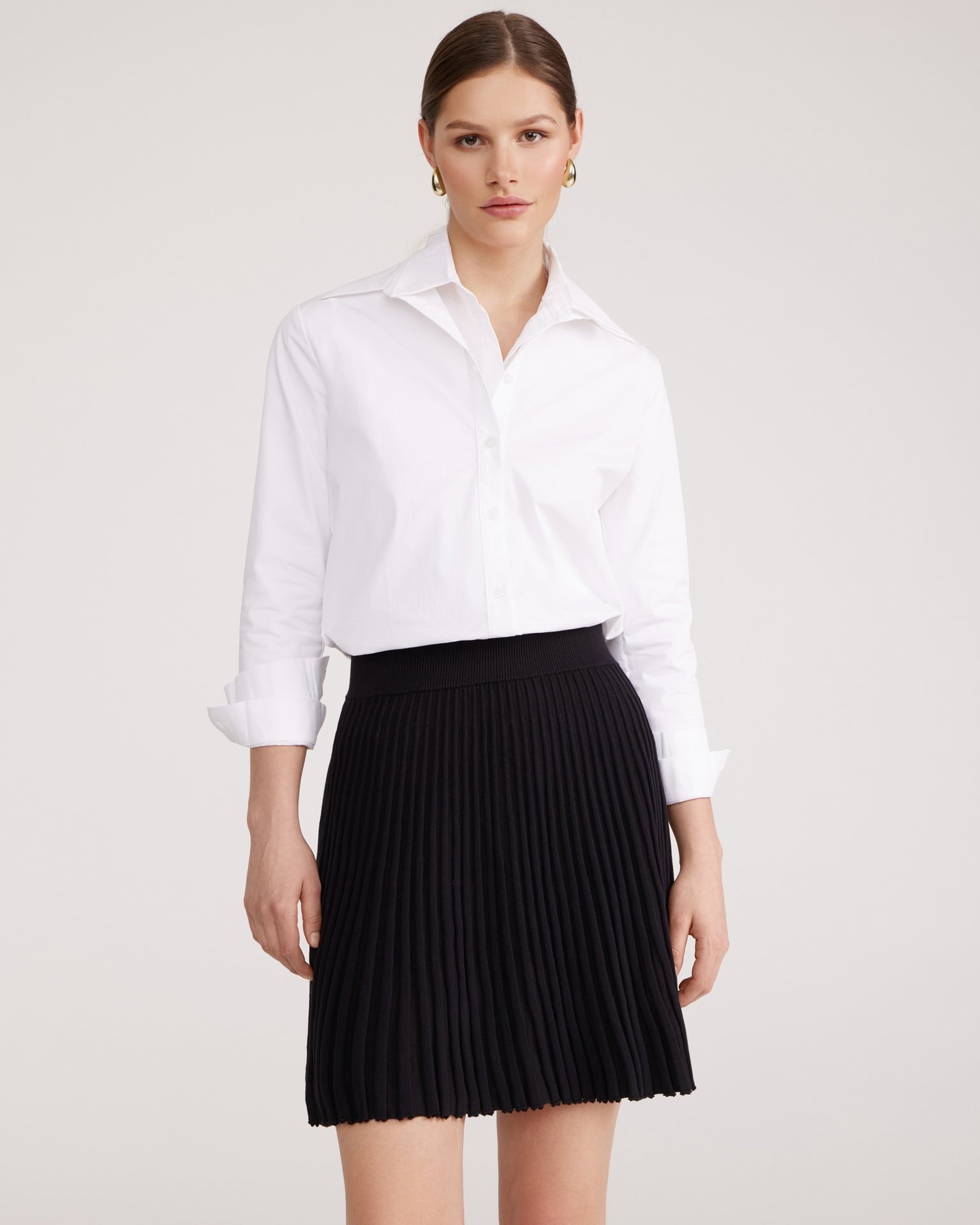 Black pleated mini skirt, Black — photo 2