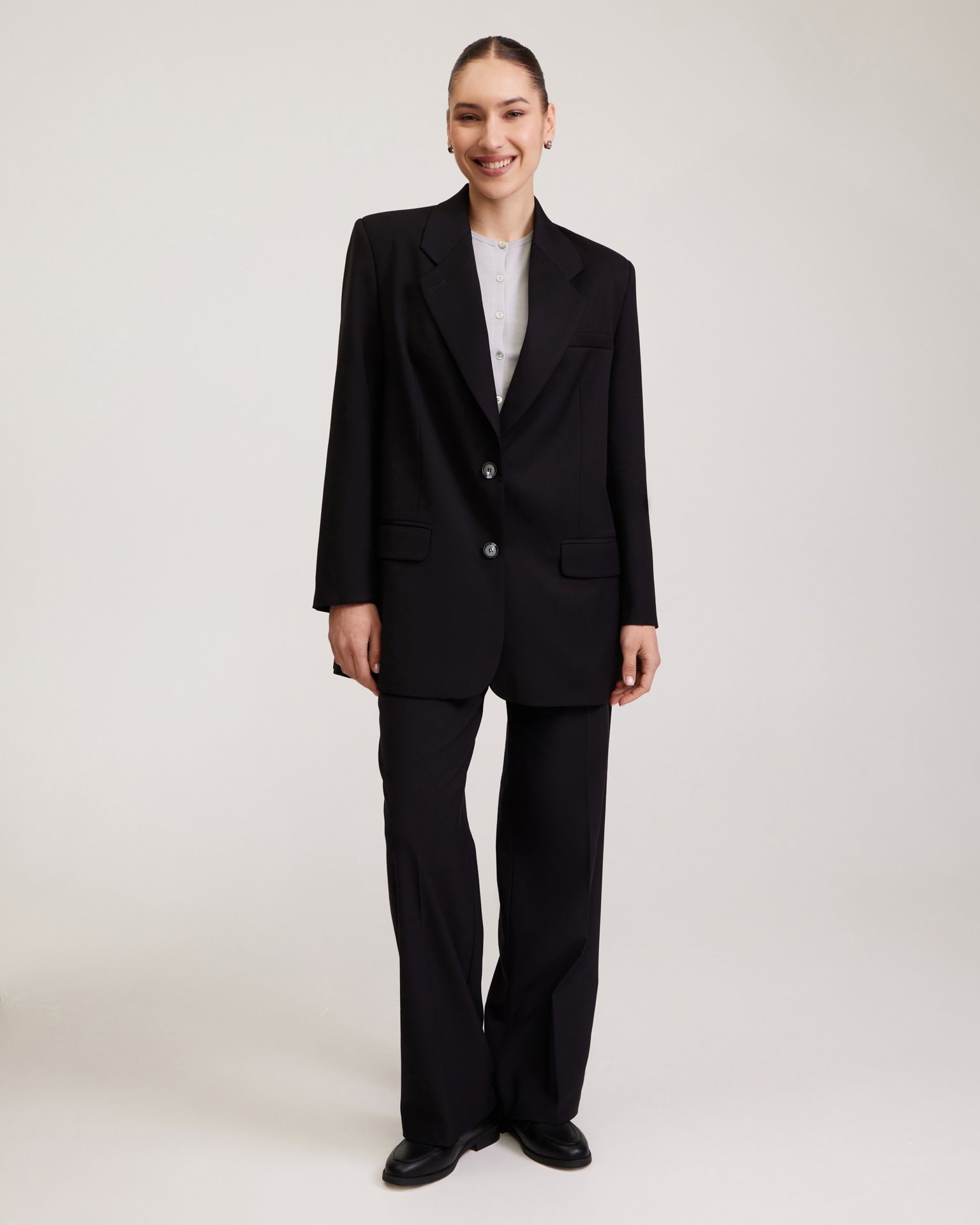 Black classic blazer, Black — photo 2