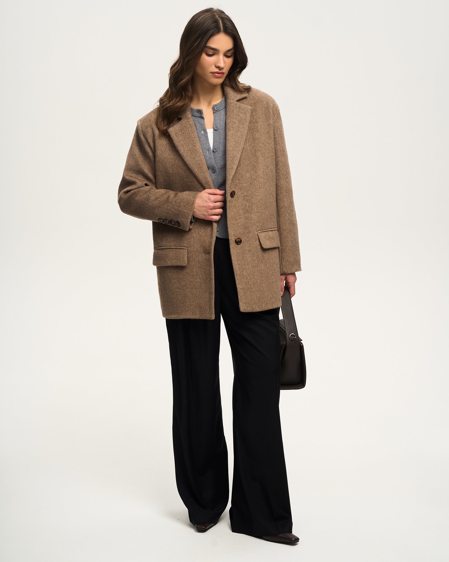 Wool blend coat-jacket, Cappuccino