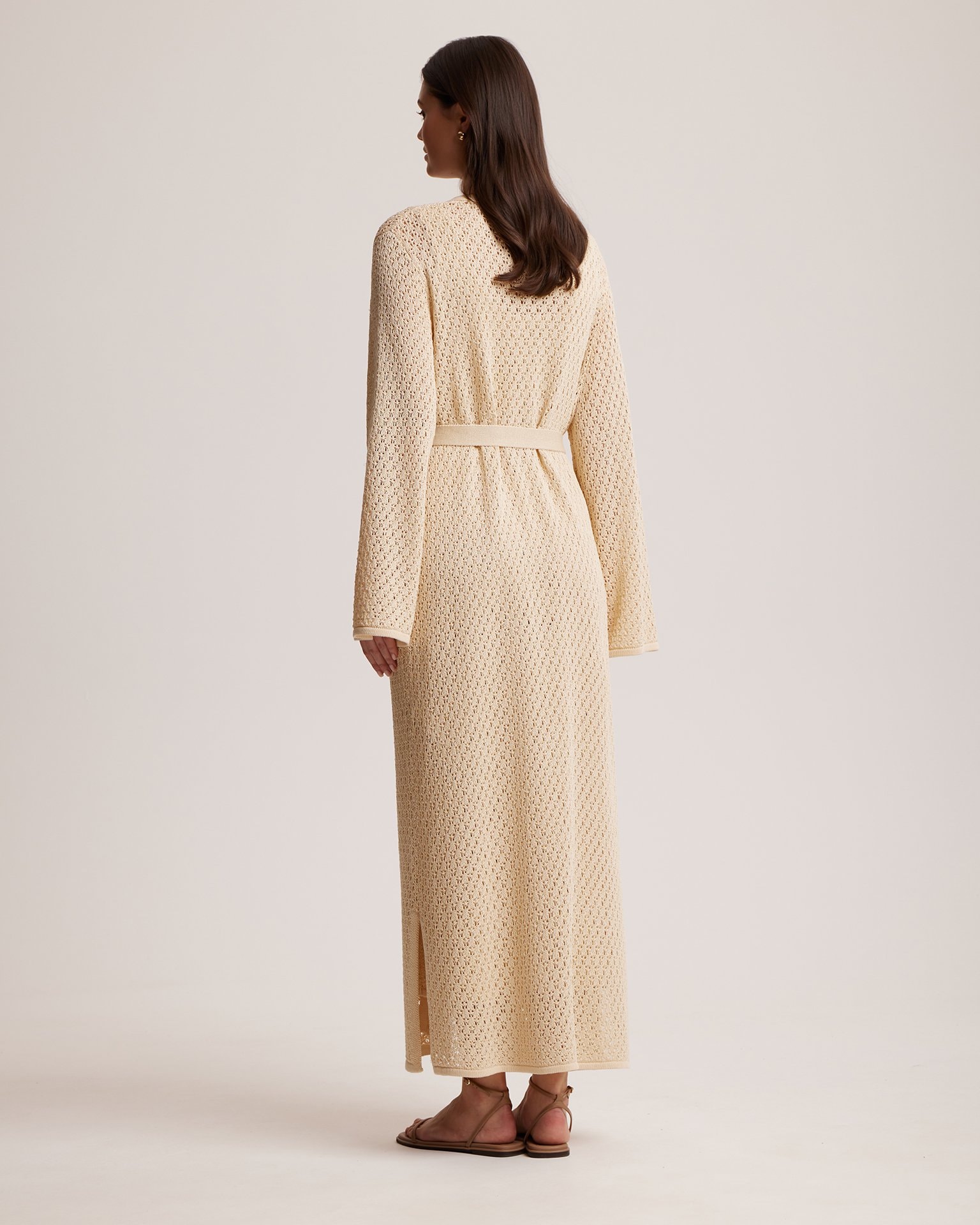Cropped cotton cardigan, Beige — photo 4