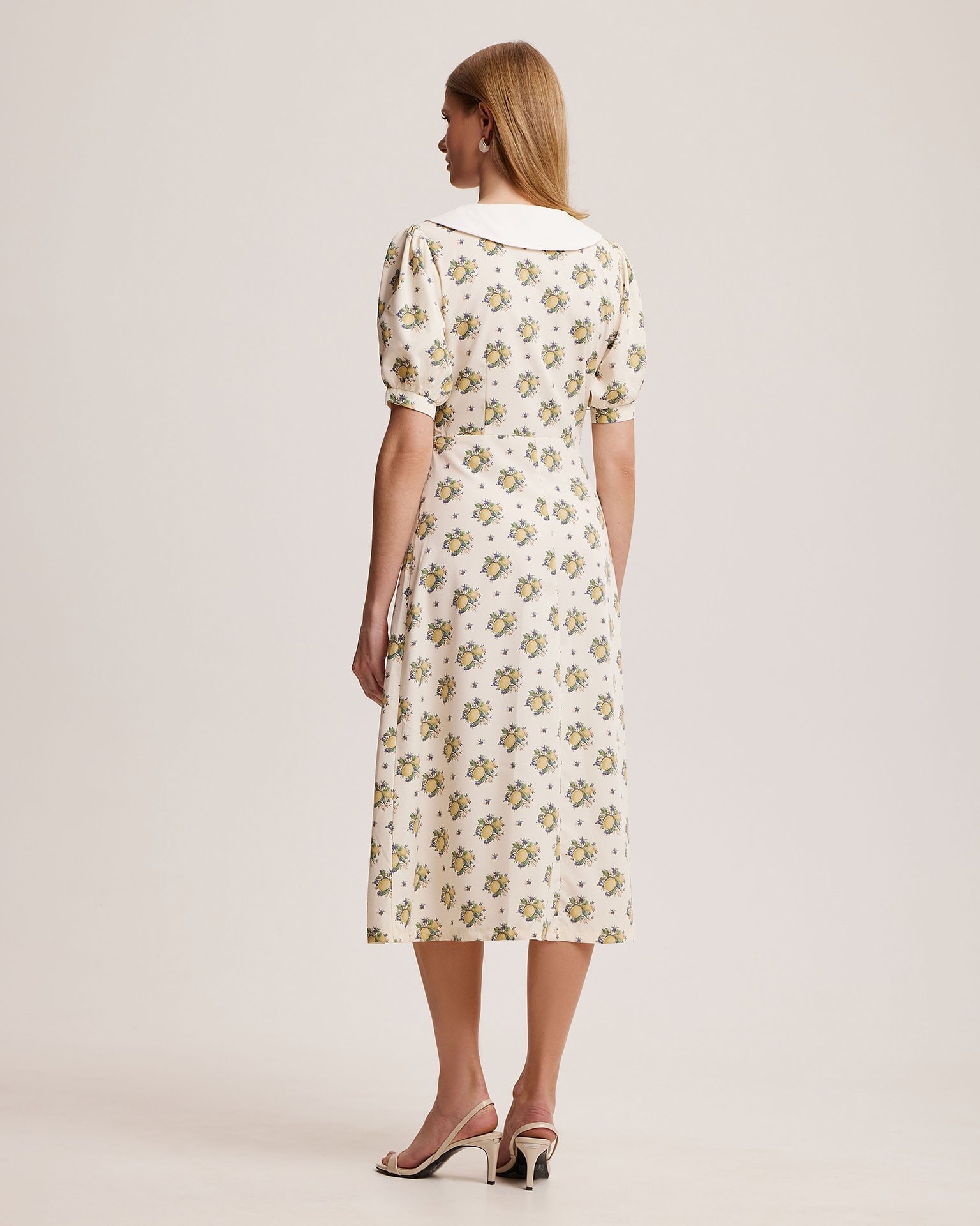 Dress with lemon print, Light Beige — photo 4