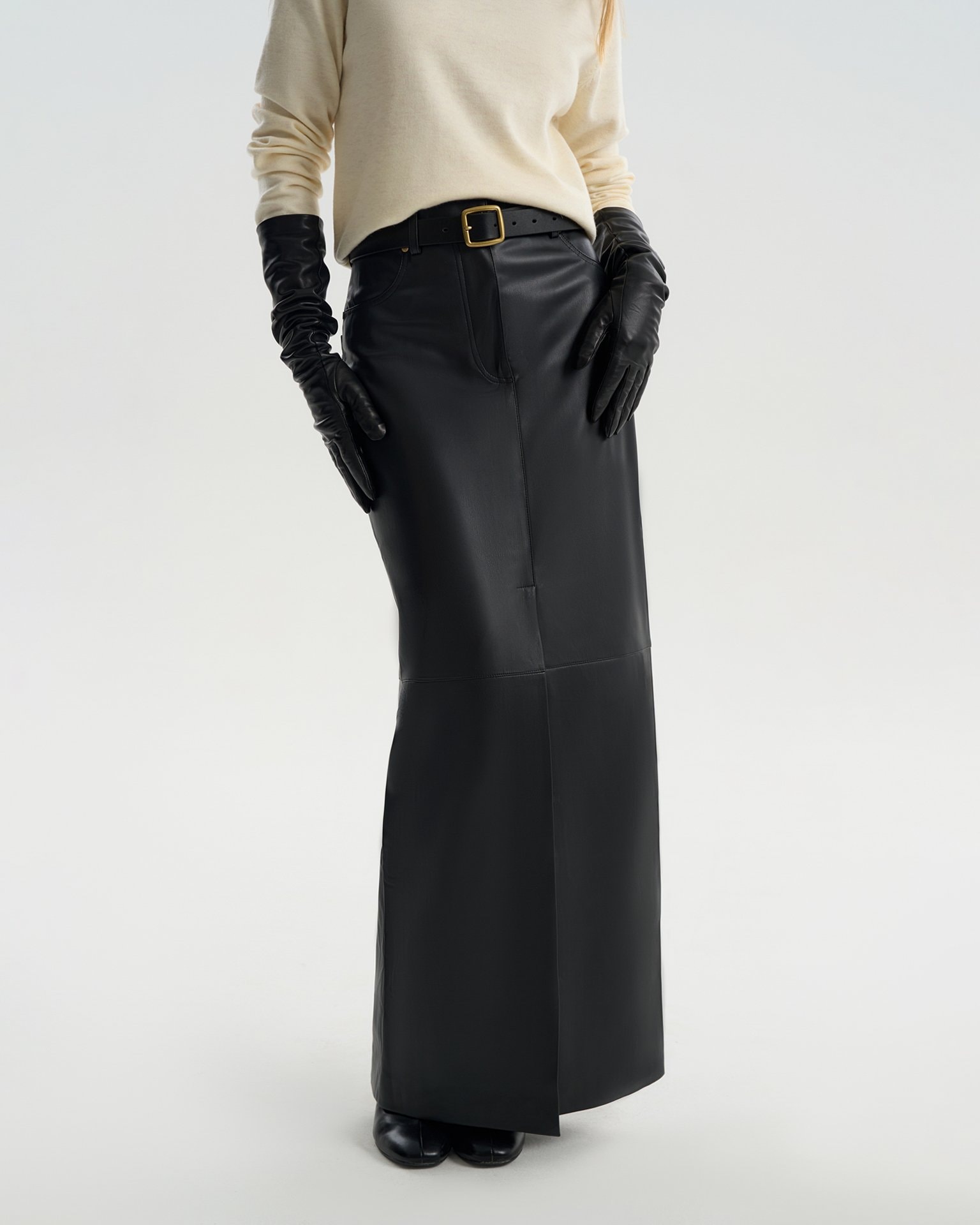 Eco-Leather Skirt, Black