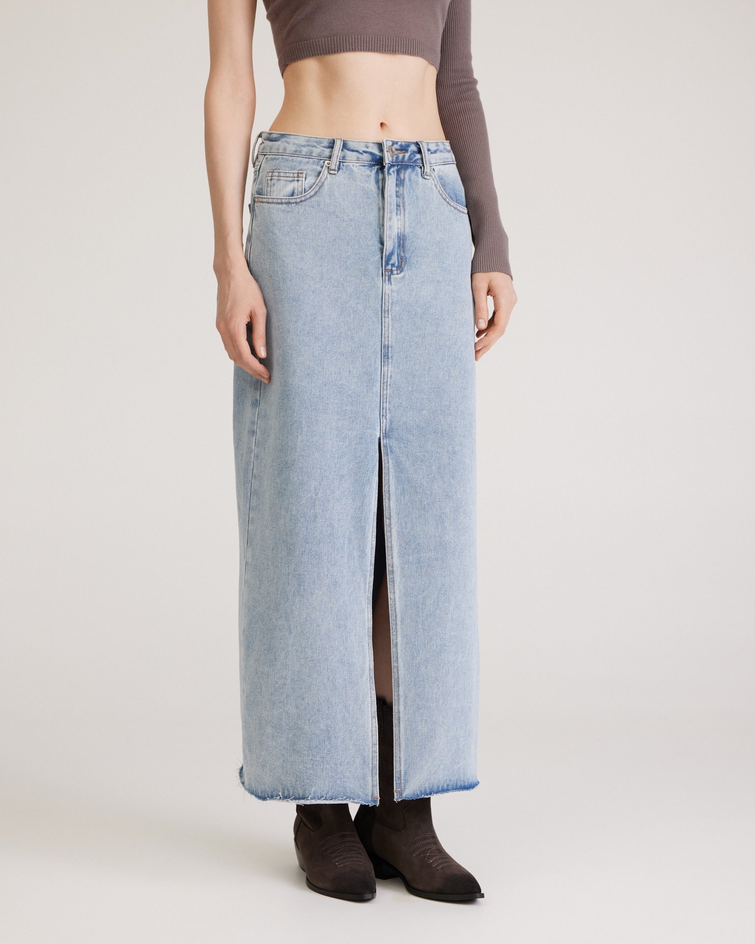 Denim midi skirt, Sky blue — photo 6