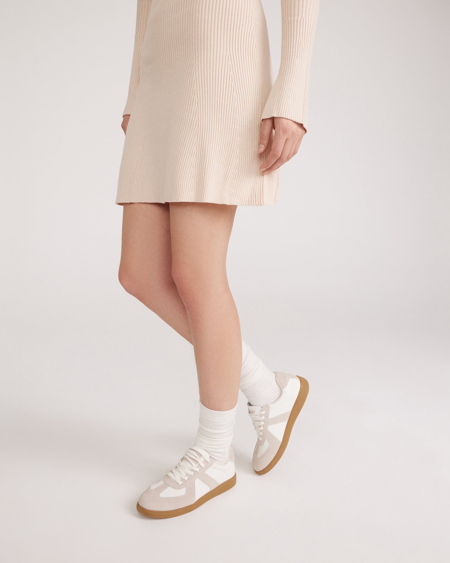 Trainers with suede panels, White — photo 4