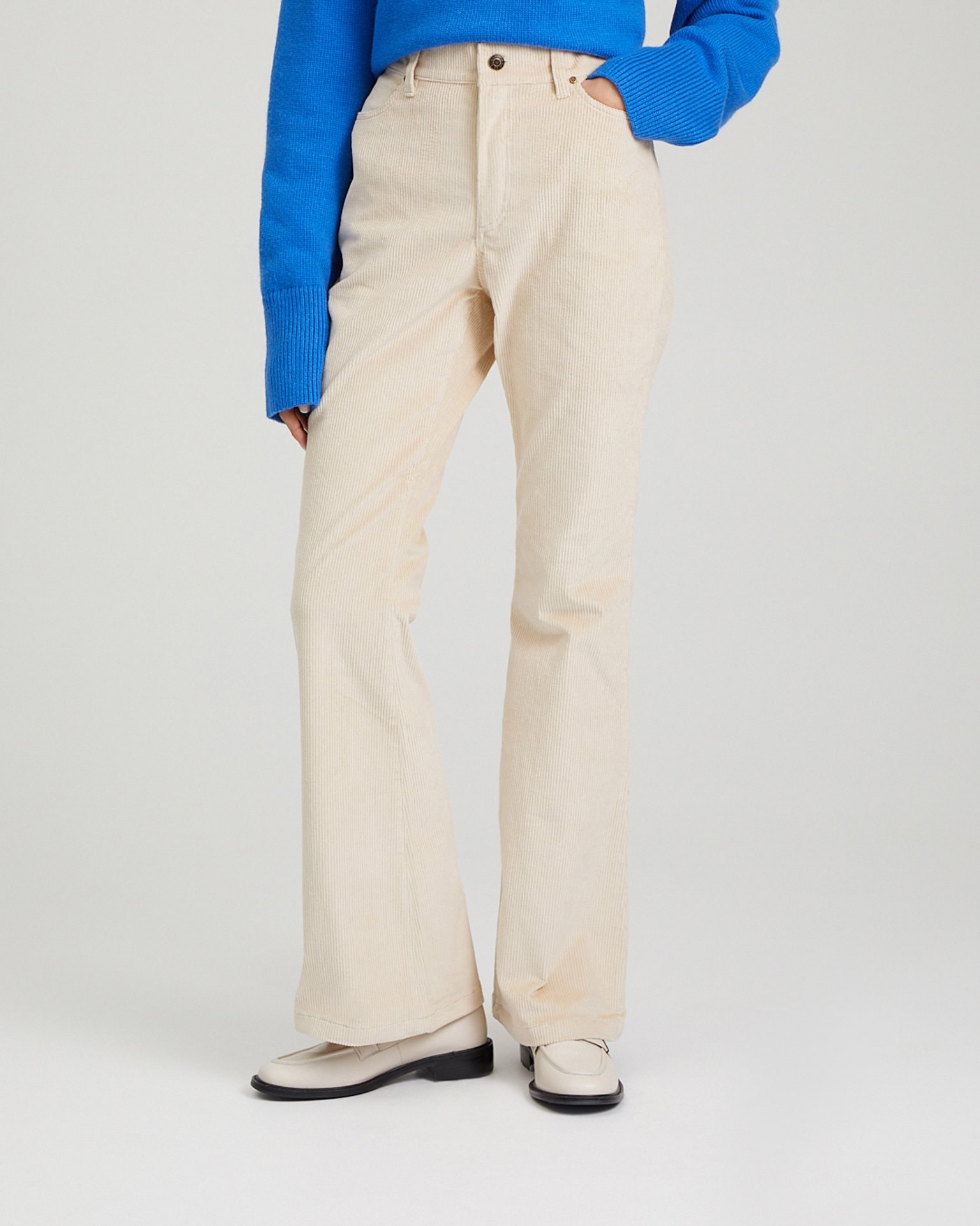 Corduroy flared trousers, Milky